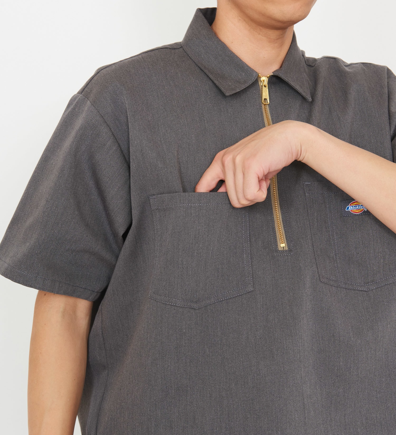 Dickies(ディッキーズ)の【ポイントアップ対象】【Dickies x GORO NAKATSUGAWA】ハーフジップシャツ 半袖|トップス/シャツ/ブラウス/メンズ|ヘザ－グレー