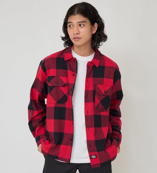 Dickies(ディッキーズ)のブロックチェックフランネルシャツ|トップス/シャツ/ブラウス/メンズ|レッド系その他