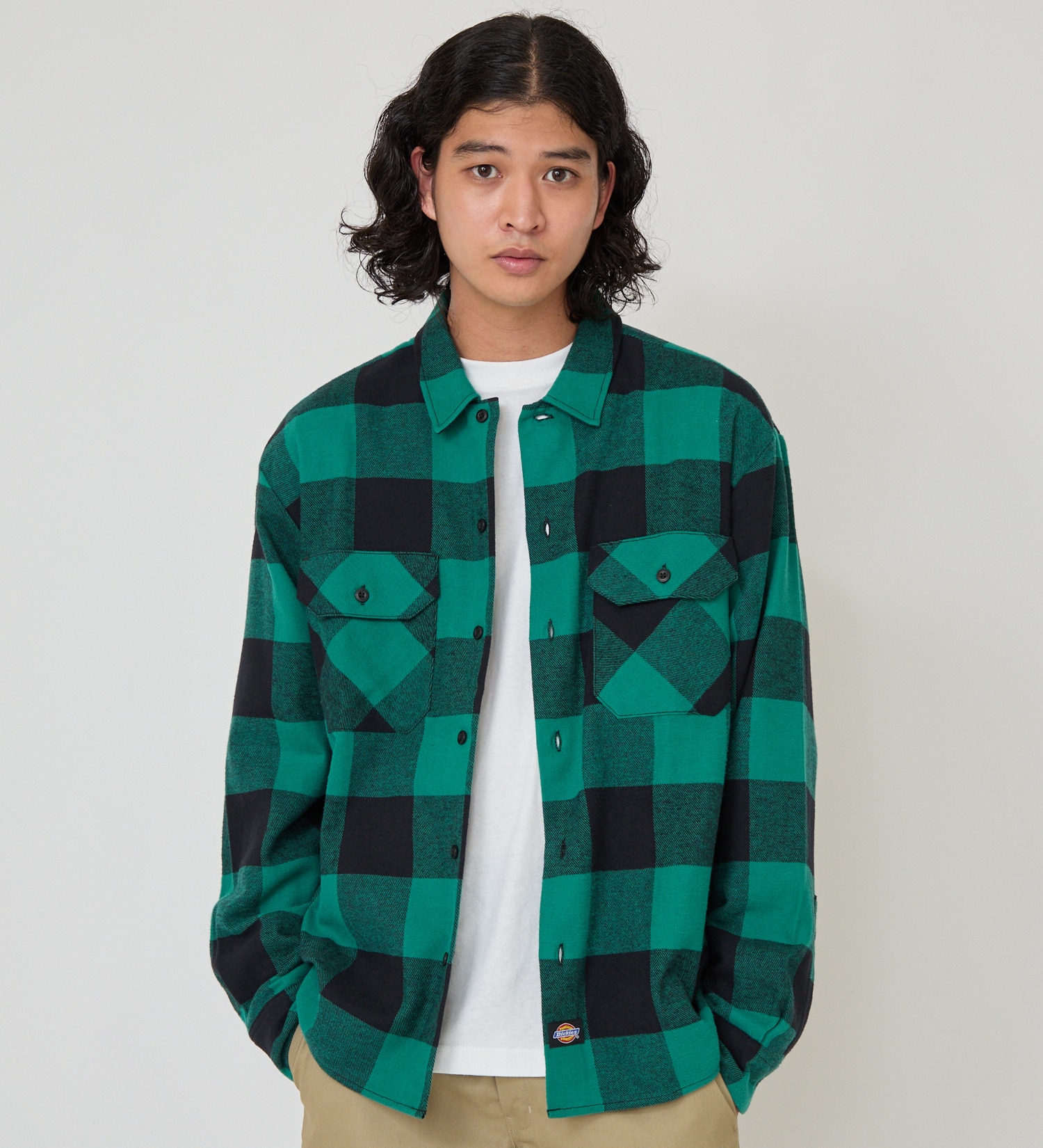 Dickies(ディッキーズ)のブロックチェックフランネルシャツ|トップス/シャツ/ブラウス/メンズ|グリーン系その他