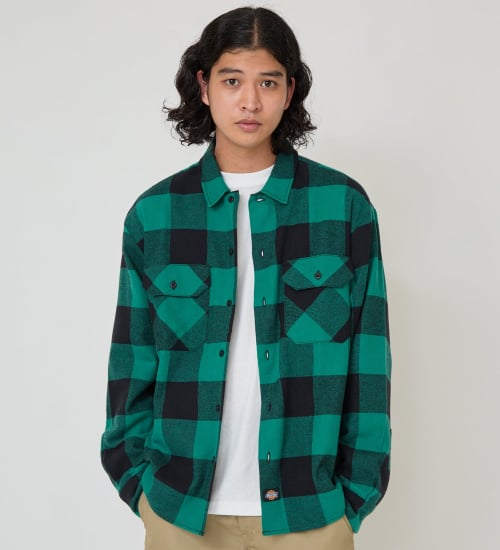 Dickies(ディッキーズ)のブロックチェックフランネルシャツ|トップス/シャツ/ブラウス/メンズ|グリーン系その他