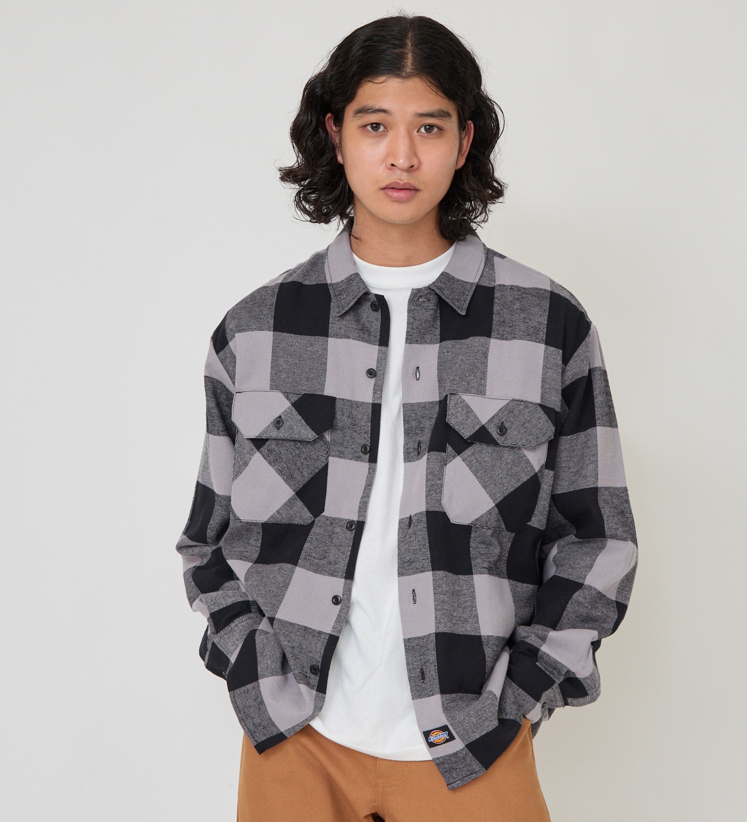 Dickies(ディッキーズ)のブロックチェックフランネルシャツ|トップス/シャツ/ブラウス/メンズ|グレー系その他