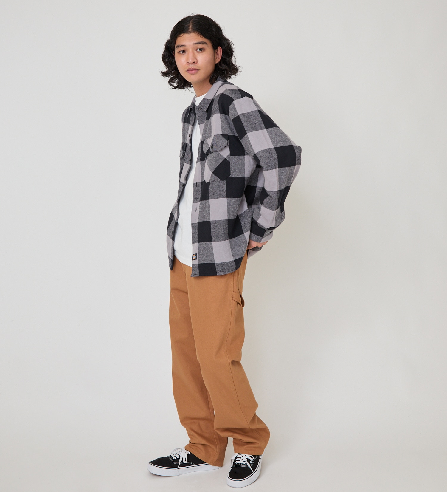 Dickies(ディッキーズ)のブロックチェックフランネルシャツ|トップス/シャツ/ブラウス/メンズ|グレー系その他