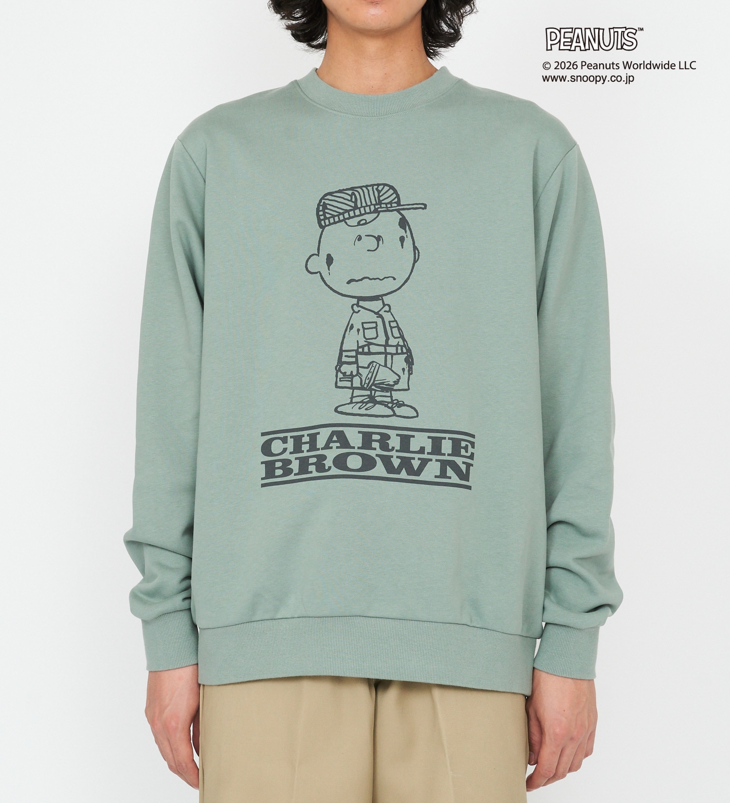 Dickies(ディッキーズ)のピーナッツ クルーネックスウェット チャーリーブラウン|トップス/スウェット/メンズ|グリーン