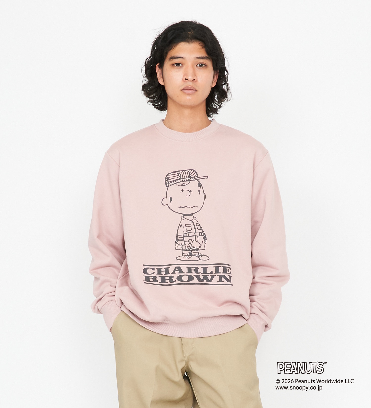 Dickies(ディッキーズ)のピーナッツ クルーネックスウェット チャーリーブラウン|トップス/スウェット/メンズ|ピンク