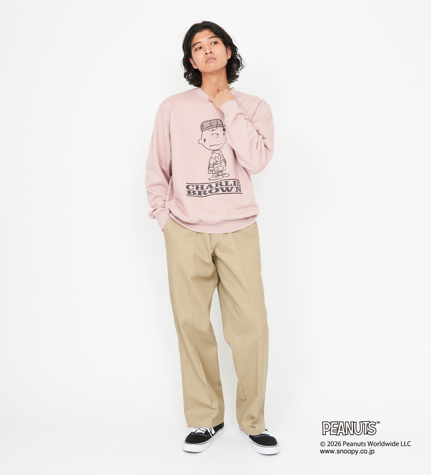 Dickies(ディッキーズ)のピーナッツ クルーネックスウェット チャーリーブラウン|トップス/スウェット/メンズ|ピンク