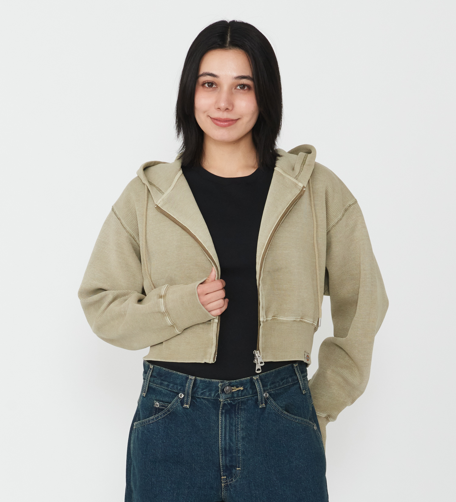 Dickies(ディッキーズ)のレディース サーマルショートフーディー|トップス/パーカー/レディース|ベージュ