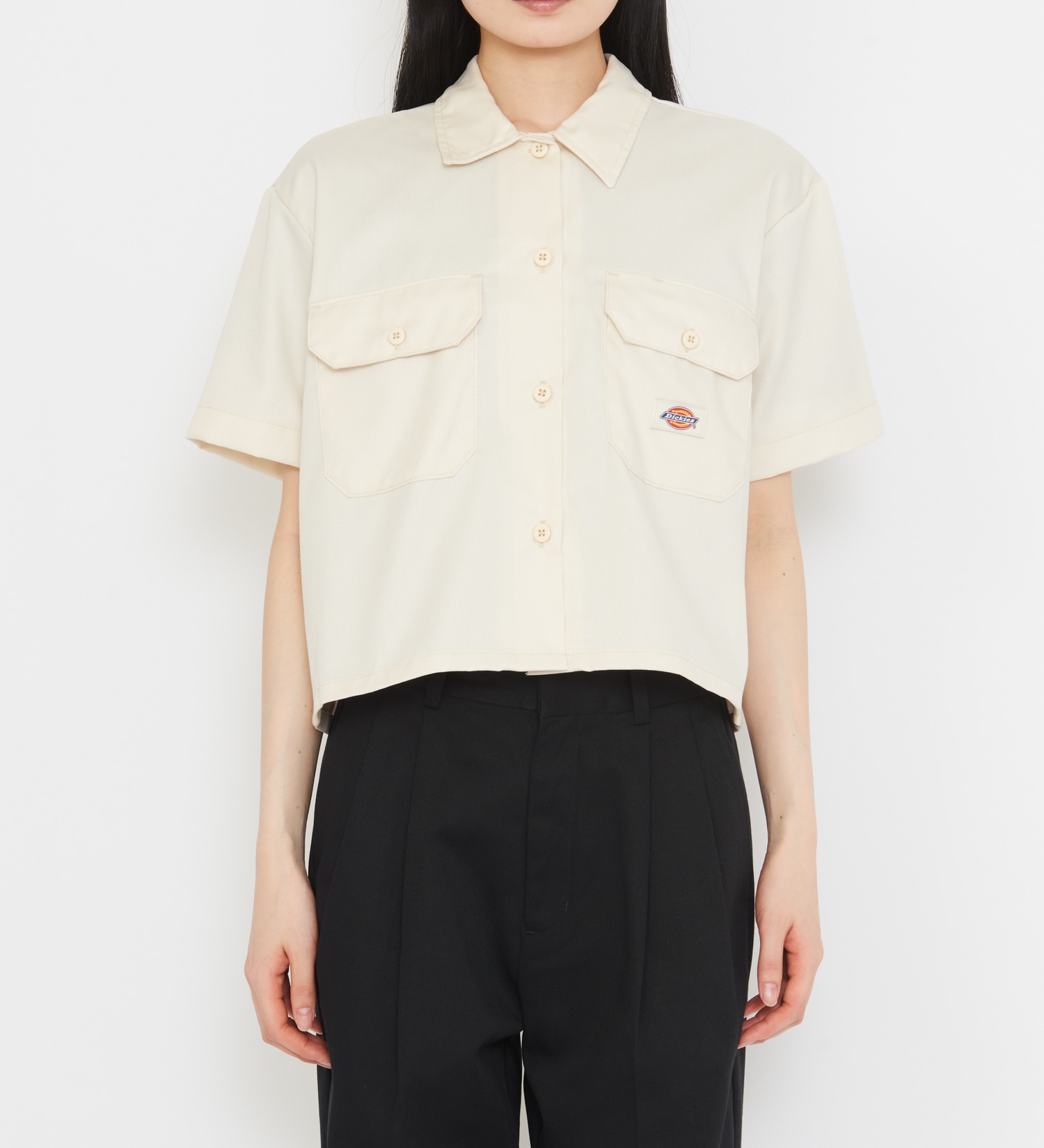Dickies(ディッキーズ)のクロップド ワークシャツ 半袖|トップス/シャツ/ブラウス/レディース|ホワイト