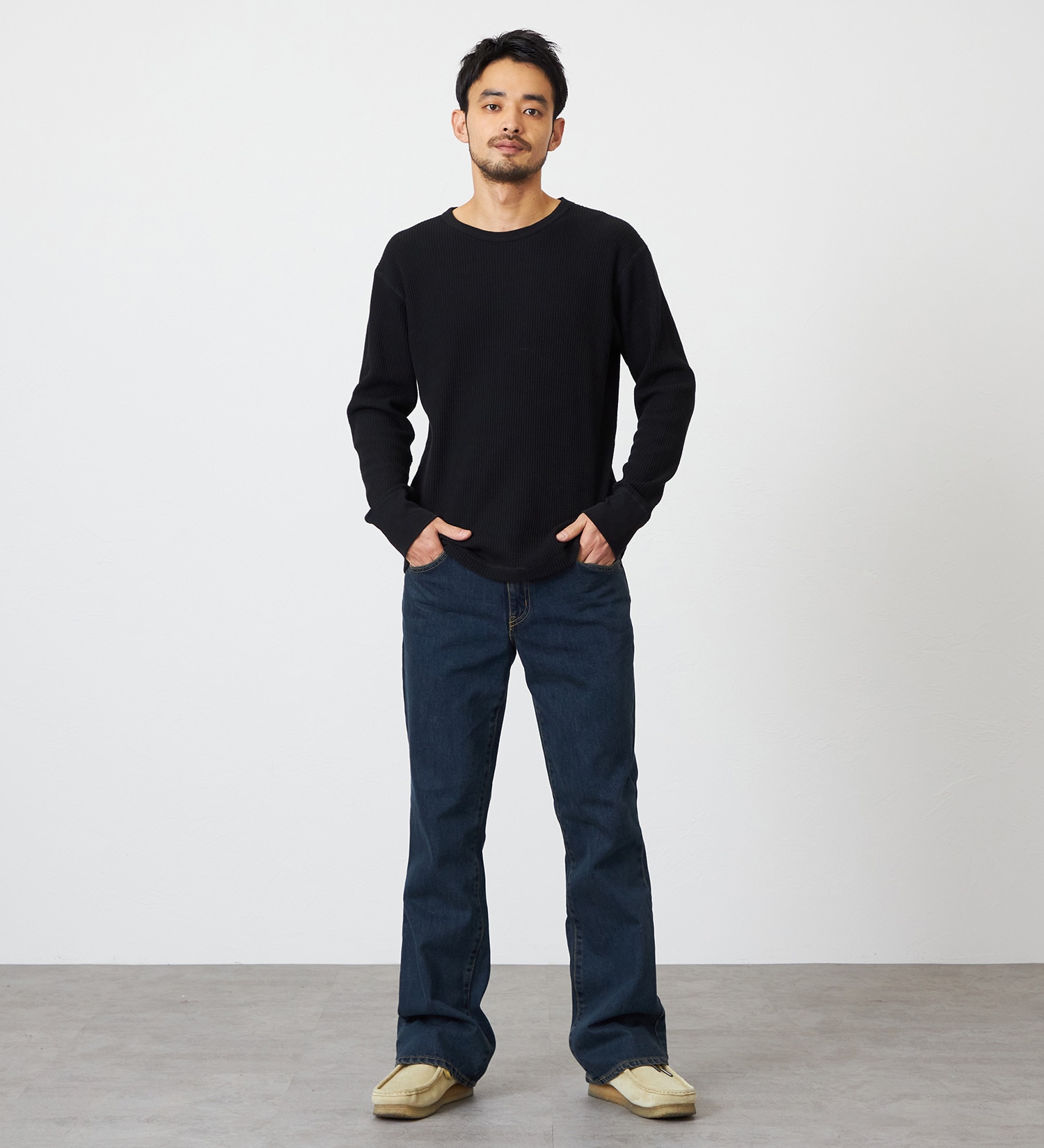 EDWIN(エドウイン)の【裾上げ無料】インターナショナルベーシック 401 ブーツカット デニムパンツ ジーンズ|パンツ/デニム / ジーンズパンツ/メンズ|中色ブルー