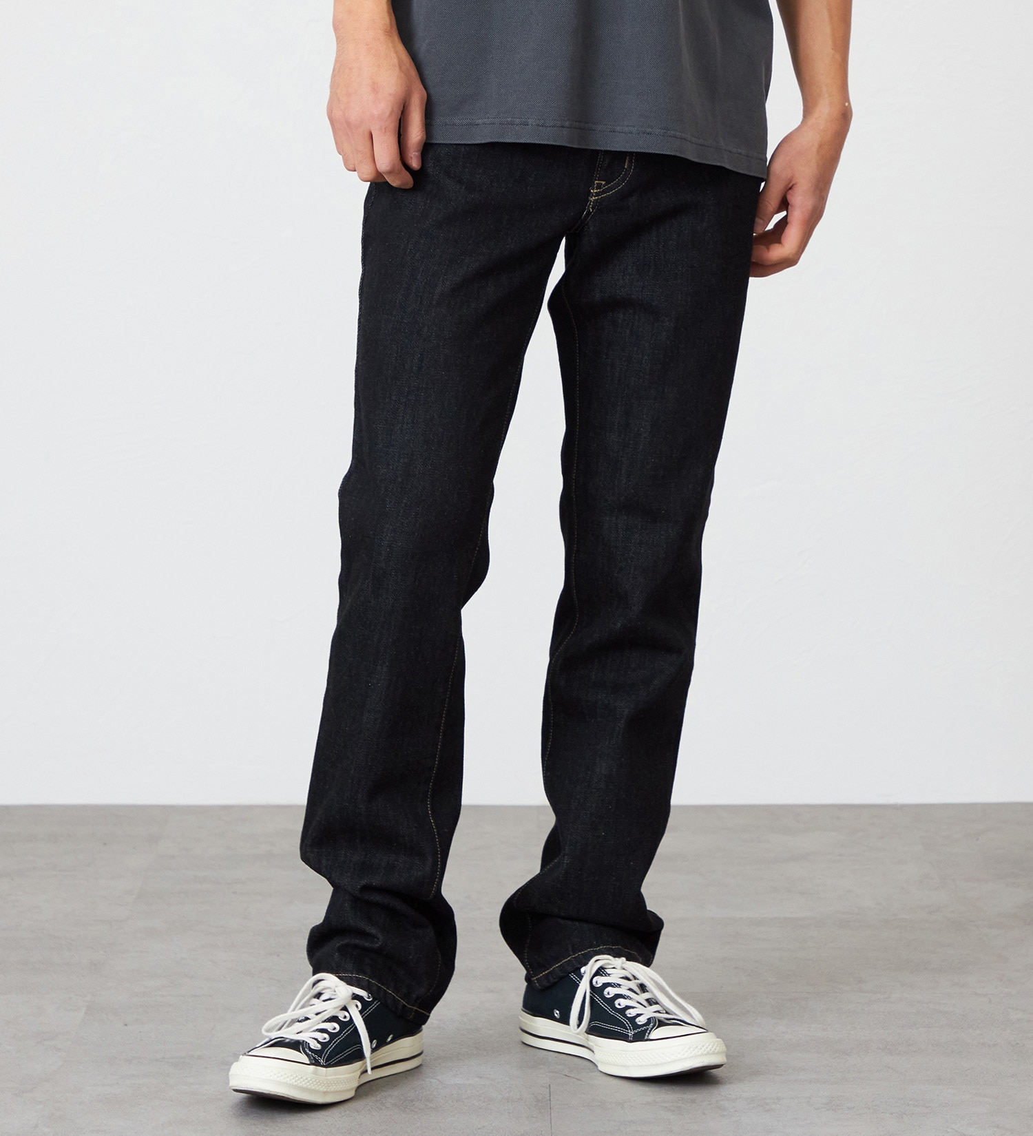 EDWIN(エドウイン)の【裾上げ無料】インターナショナルベーシック 403 ふつうのストレート デニムパンツ ジーンズ|パンツ/デニム / ジーンズパンツ/メンズ|ブラックデニム