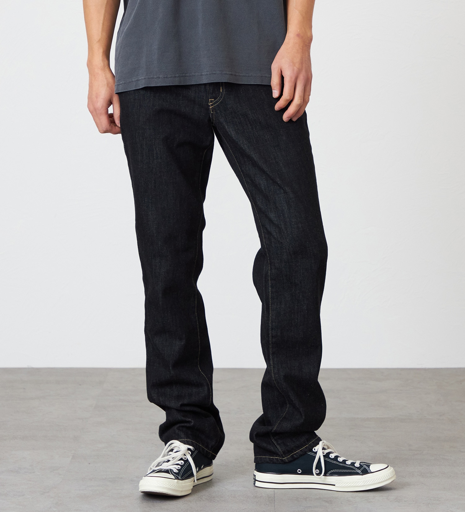 EDWIN(エドウイン)の【裾上げ無料】インターナショナルベーシック 403 ふつうのストレート デニムパンツ ジーンズ|パンツ/デニム / ジーンズパンツ/メンズ|ブラックデニム