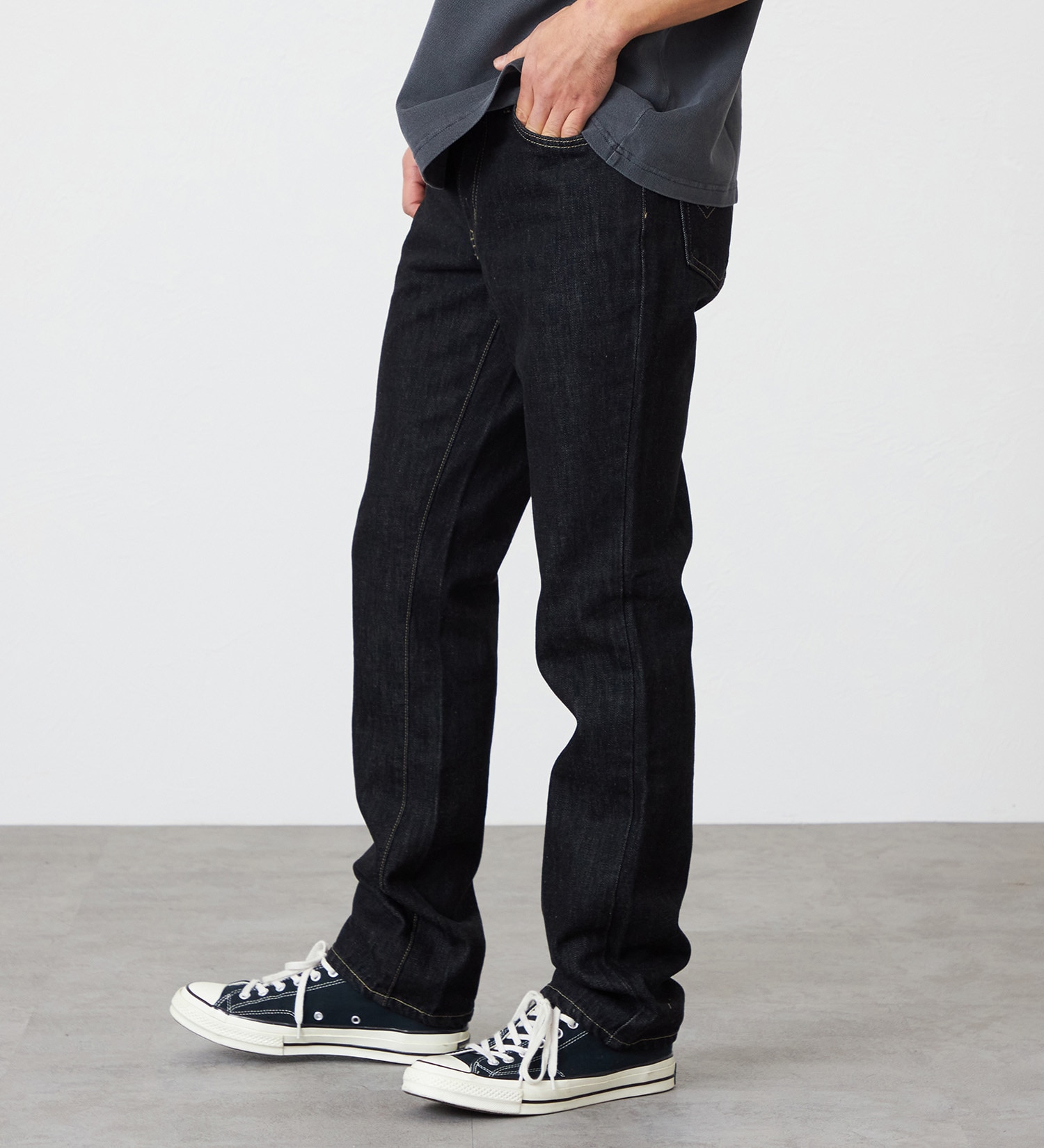 EDWIN(エドウイン)の【裾上げ無料】インターナショナルベーシック 403 ふつうのストレート デニムパンツ ジーンズ|パンツ/デニム / ジーンズパンツ/メンズ|ブラックデニム
