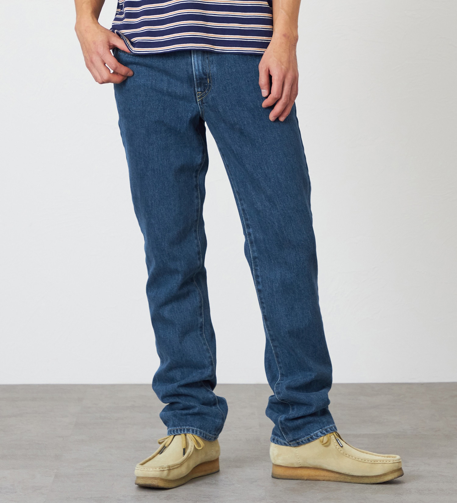 EDWIN(エドウイン)の【裾上げ無料】インターナショナルベーシック 403 ふつうのストレート デニムパンツ ジーンズ|パンツ/デニム / ジーンズパンツ/メンズ|中色ブルー