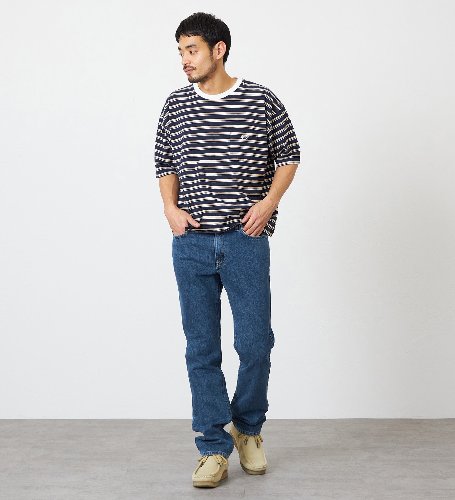 EDWIN(エドウイン)の【裾上げ無料】インターナショナルベーシック 403 ふつうのストレート デニムパンツ ジーンズ|パンツ/デニム / ジーンズパンツ/メンズ|中色ブルー