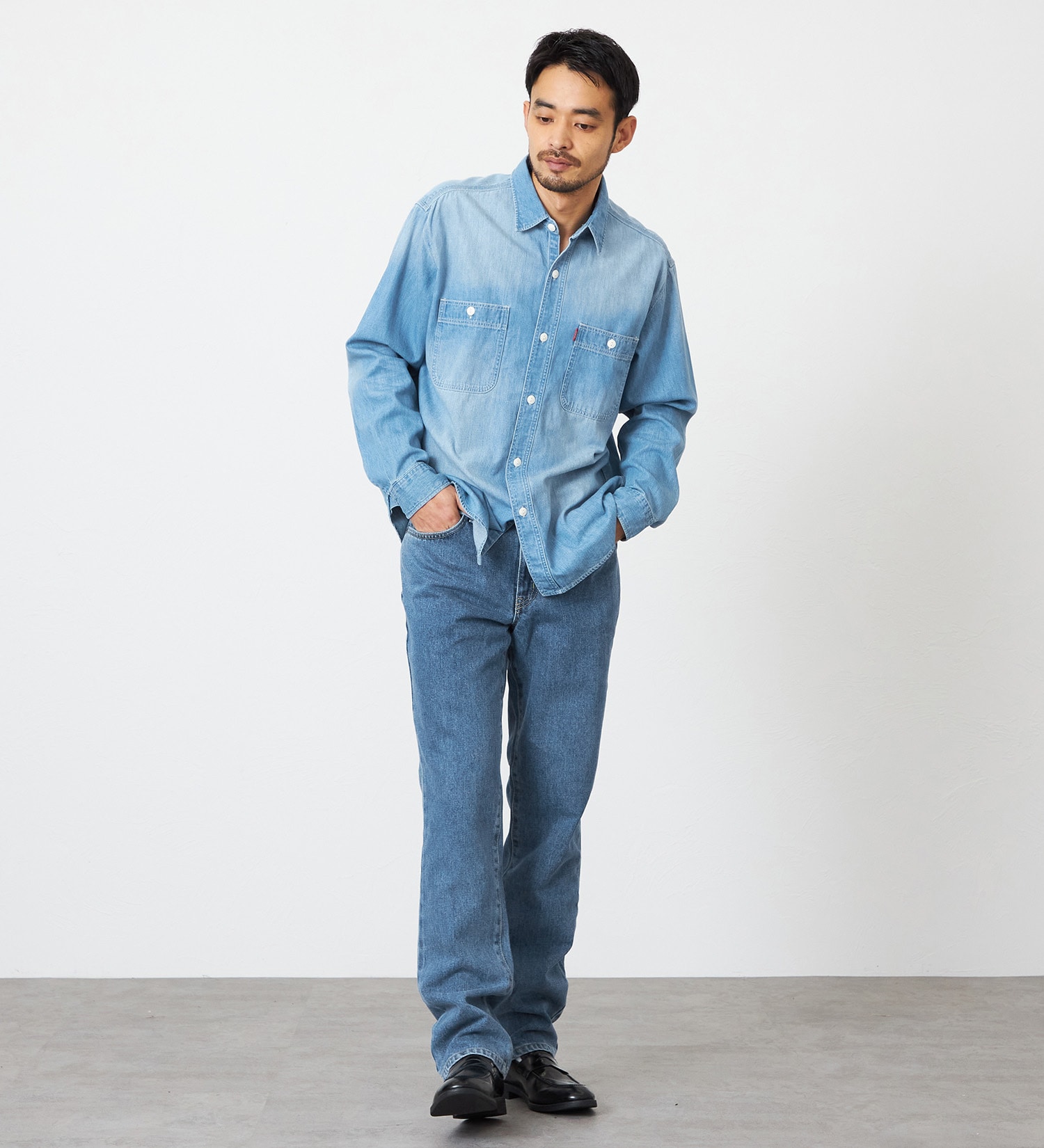 EDWIN(エドウイン)の【裾上げ無料】インターナショナルベーシック 403 ふつうのストレート デニムパンツ ジーンズ|パンツ/デニム / ジーンズパンツ/メンズ|淡色ブルー