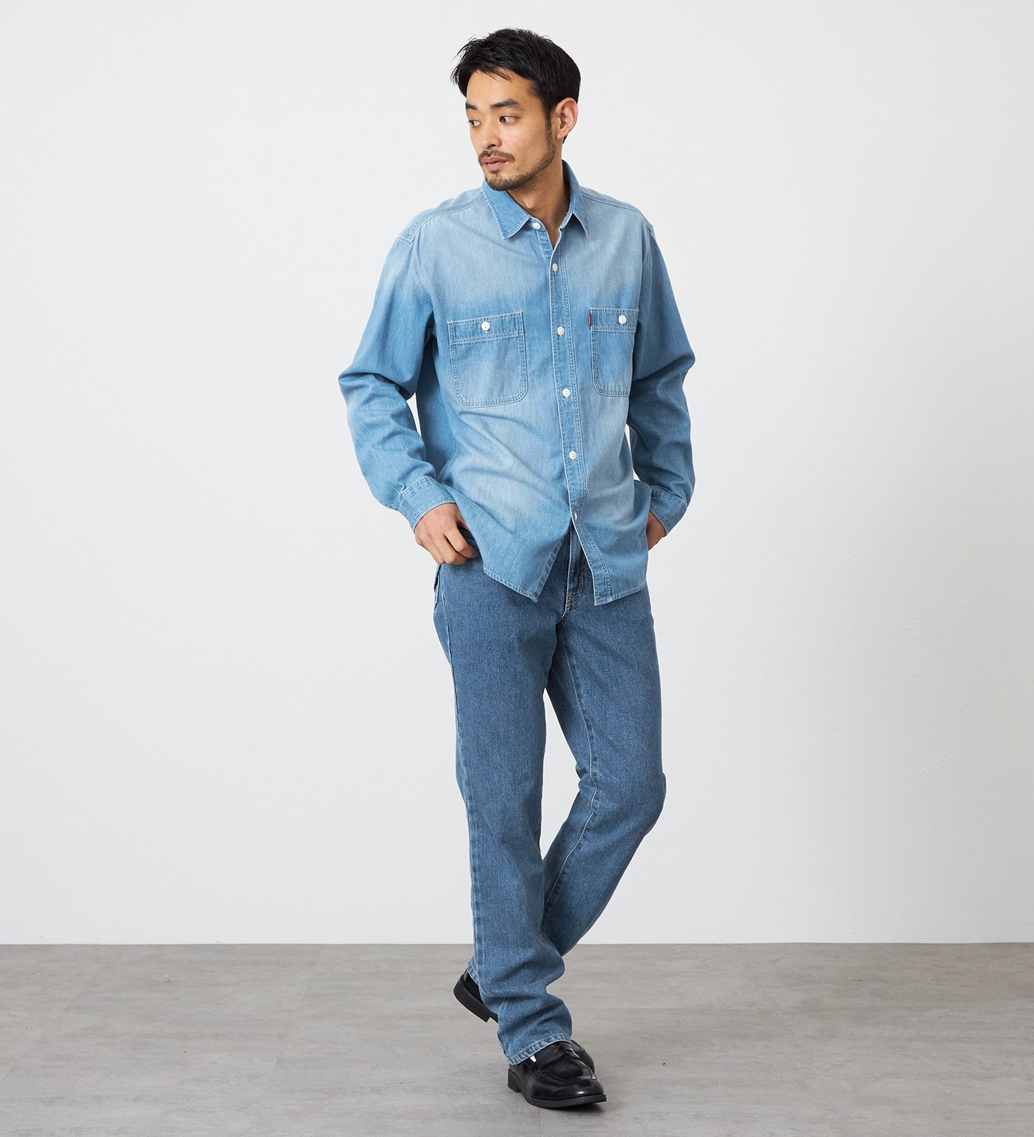 EDWIN(エドウイン)の【試着対象】【裾上げ無料】インターナショナルベーシック 403 ふつうのストレート デニムパンツ ジーンズ|パンツ/デニム / ジーンズパンツ/メンズ|淡色ブルー