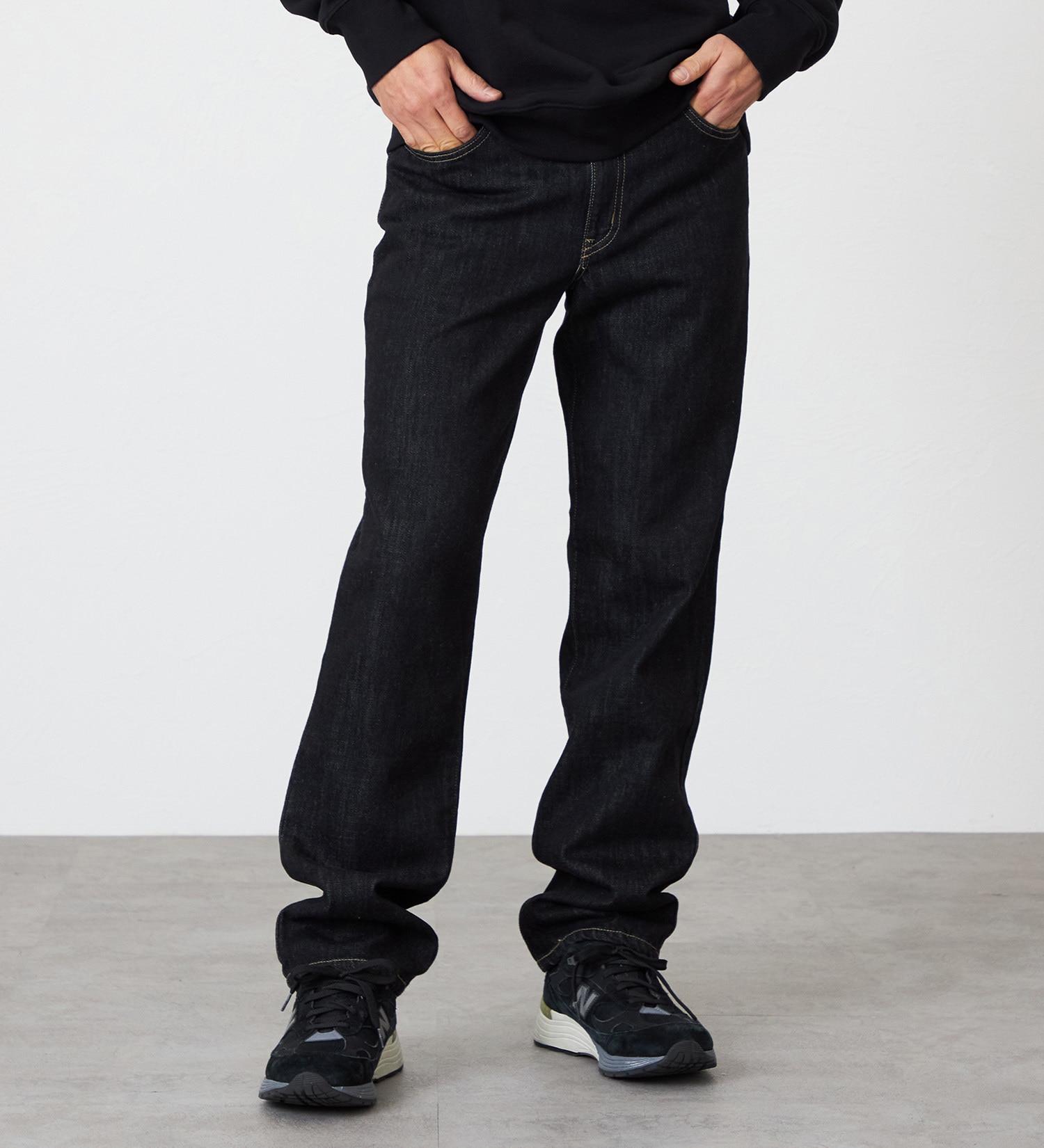 EDWIN(エドウイン)の【裾上げ無料】【大きいサイズ】インターナショナルベーシック 404 ゆったりストレート デニムパンツ ジーンズ|パンツ/デニム / ジーンズパンツ/メンズ|ブラックデニム
