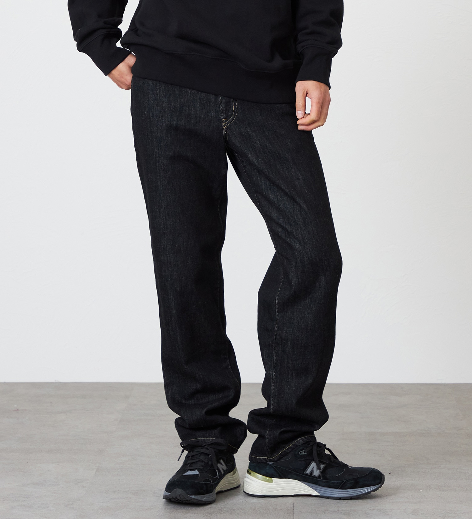 EDWIN(エドウイン)の【裾上げ無料】インターナショナルベーシック 404 ゆったりストレート デニムパンツ ジーンズ|パンツ/デニム / ジーンズパンツ/メンズ|ブラックデニム