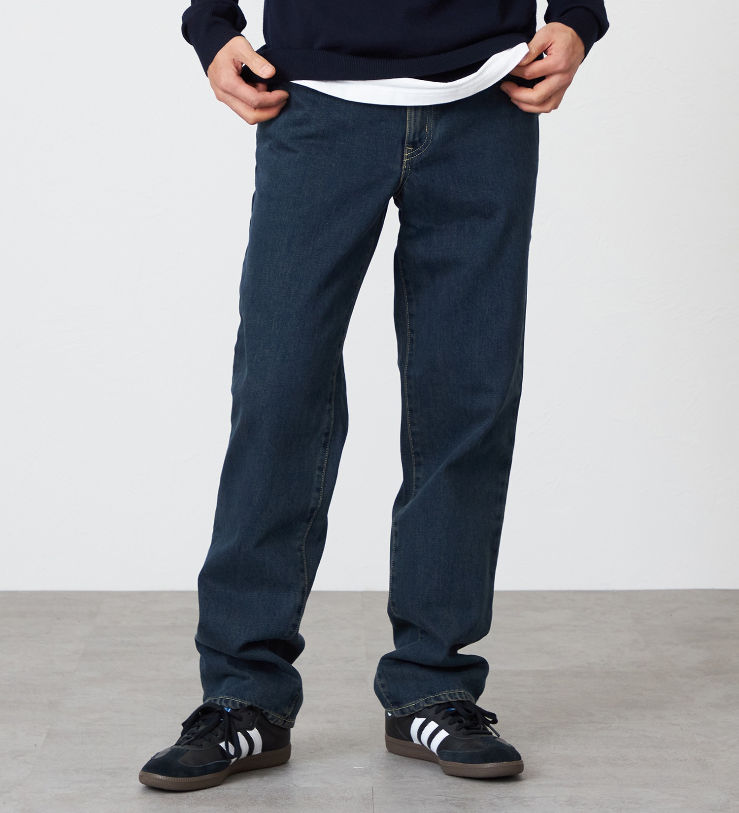 EDWIN(エドウイン)の【裾上げ無料】インターナショナルベーシック 404 ゆったりストレート デニムパンツ ジーンズ|パンツ/デニム / ジーンズパンツ/メンズ|中色ブルー2