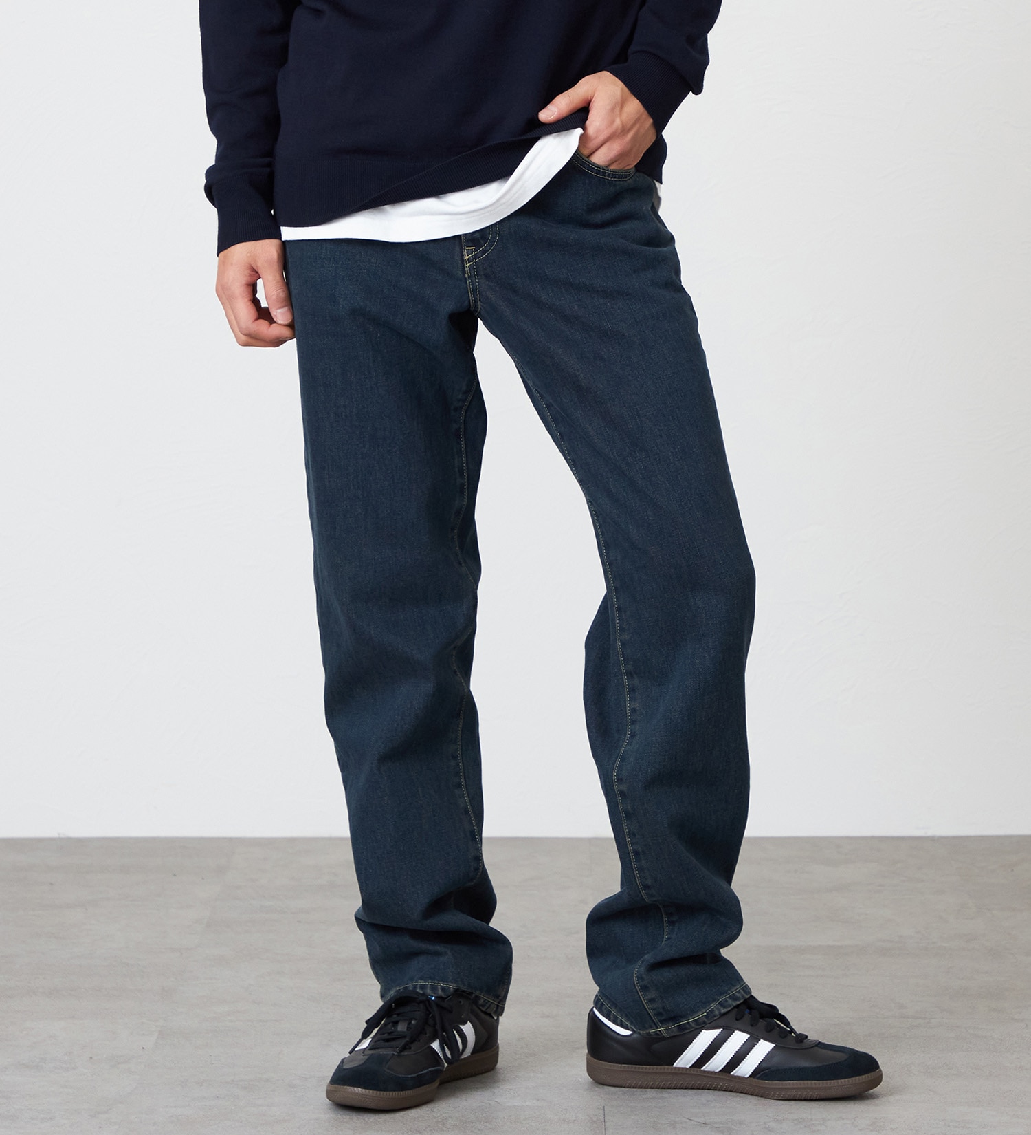 EDWIN(エドウイン)の【裾上げ無料】インターナショナルベーシック 404 ゆったりストレート デニムパンツ ジーンズ|パンツ/デニム / ジーンズパンツ/メンズ|中色ブルー2