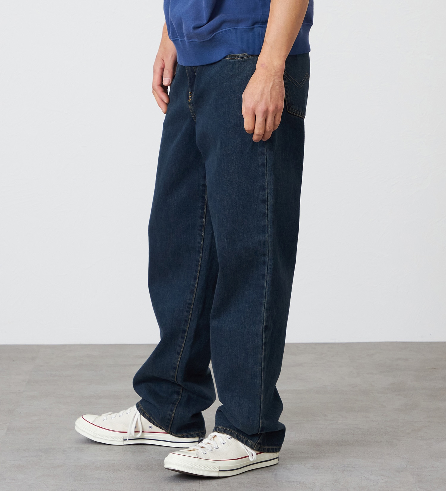 EDWIN(エドウイン)の【裾上げ無料】インターナショナルベーシック 405 ワイド デニムパンツ ジーンズ|パンツ/デニム / ジーンズパンツ/メンズ|中色ブルー