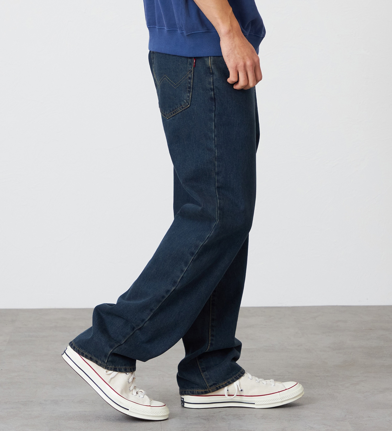 EDWIN(エドウイン)の【裾上げ無料】インターナショナルベーシック 405 ワイド デニムパンツ ジーンズ|パンツ/デニム / ジーンズパンツ/メンズ|中色ブルー