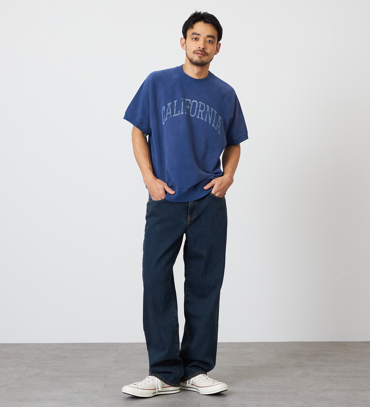 EDWIN(エドウイン)の【裾上げ無料】インターナショナルベーシック 405 ワイド デニムパンツ ジーンズ|パンツ/デニム / ジーンズパンツ/メンズ|中色ブルー