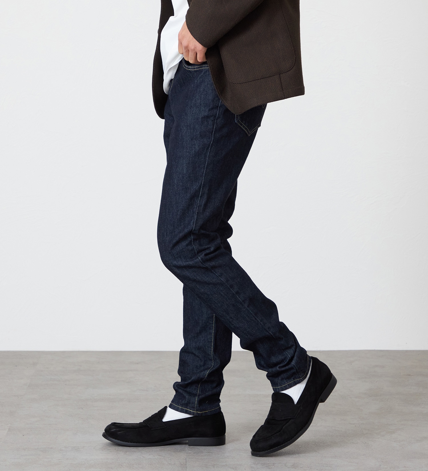 EDWIN(エドウイン)の【試着対象】【裾上げ無料】インターナショナルベーシック 407 ふつうのスリム デニムパンツ ジーンズ|パンツ/デニム / ジーンズパンツ/メンズ|インディゴブルー