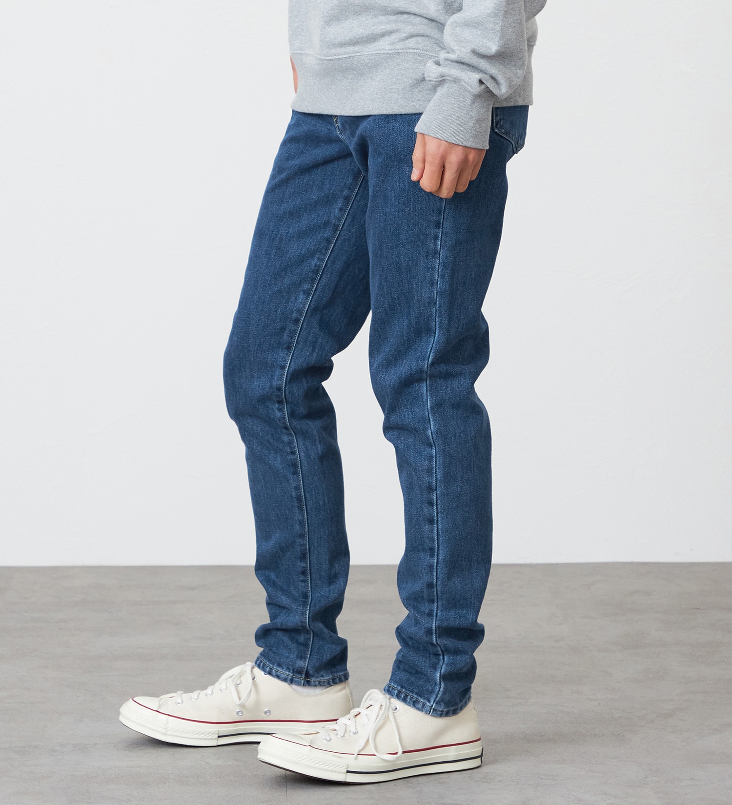 EDWIN(エドウイン)の【試着対象】【裾上げ無料】インターナショナルベーシック 407 ふつうのスリム デニムパンツ ジーンズ|パンツ/デニム / ジーンズパンツ/メンズ|中色ブルー