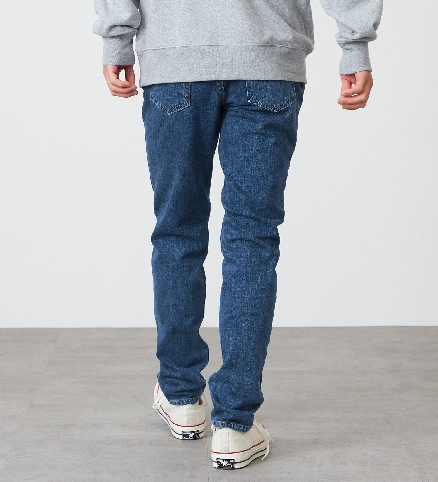 EDWIN(エドウイン)の【試着対象】【裾上げ無料】インターナショナルベーシック 407 ふつうのスリム デニムパンツ ジーンズ|パンツ/デニム / ジーンズパンツ/メンズ|中色ブルー