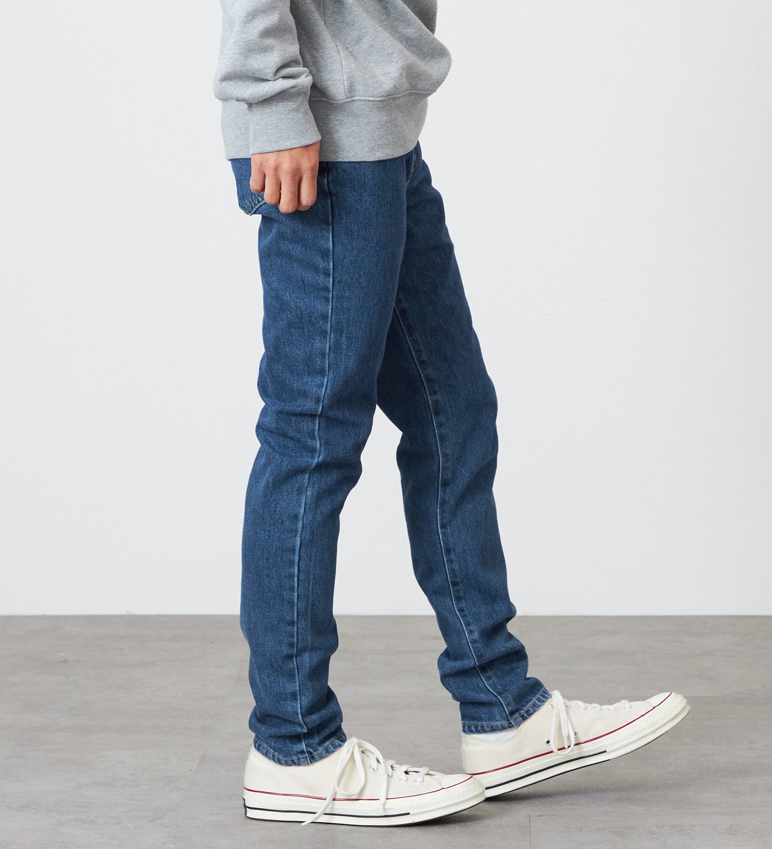 EDWIN(エドウイン)の【試着対象】【裾上げ無料】インターナショナルベーシック 407 ふつうのスリム デニムパンツ ジーンズ|パンツ/デニム / ジーンズパンツ/メンズ|中色ブルー