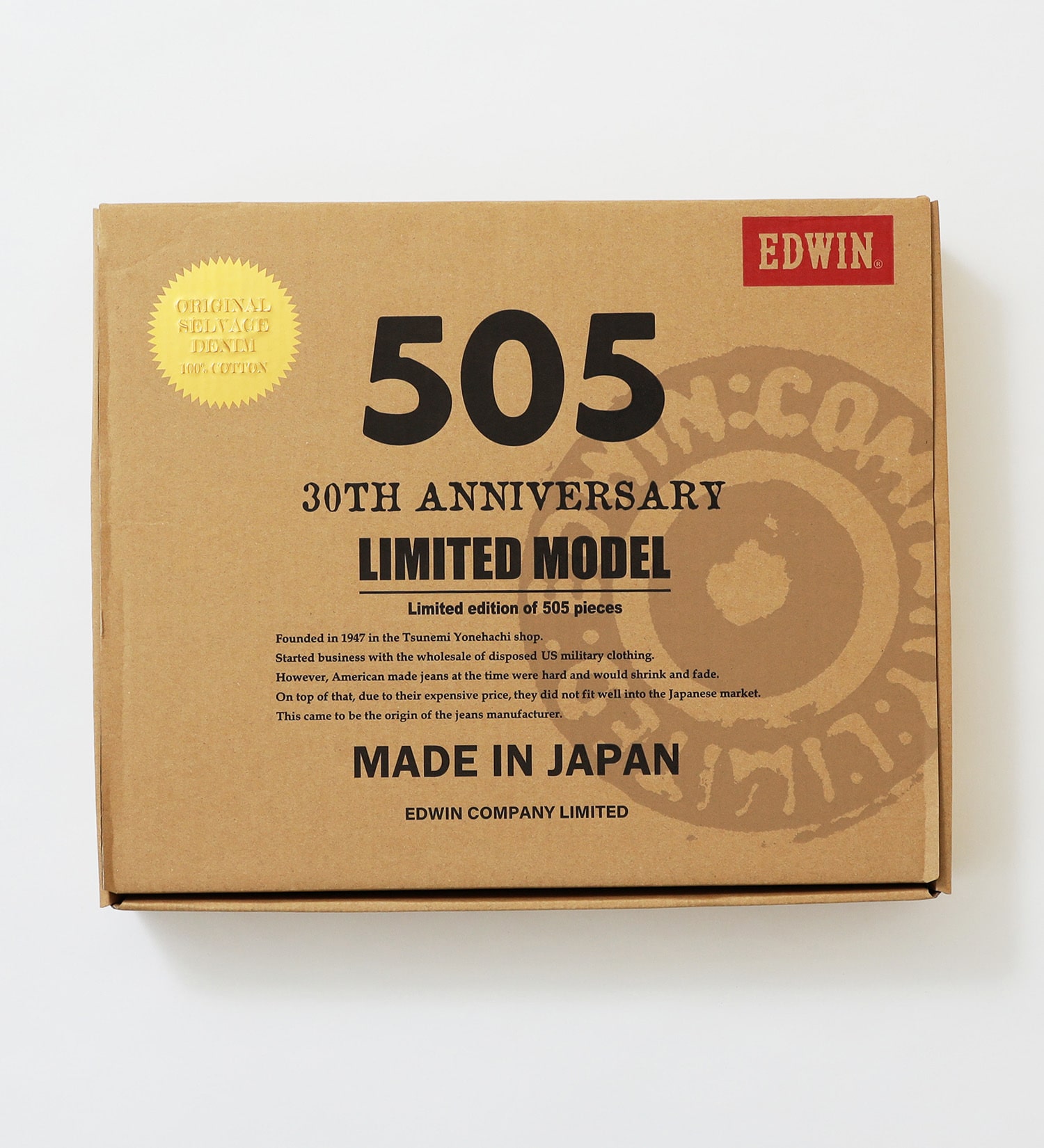 EDWIN(エドウイン)の【試着対象】【30周年記念限定】505ヴィンテージデニムパンツ 日本製 MADE IN JAPAN|パンツ/デニムパンツ/メンズ|インディゴ未洗い