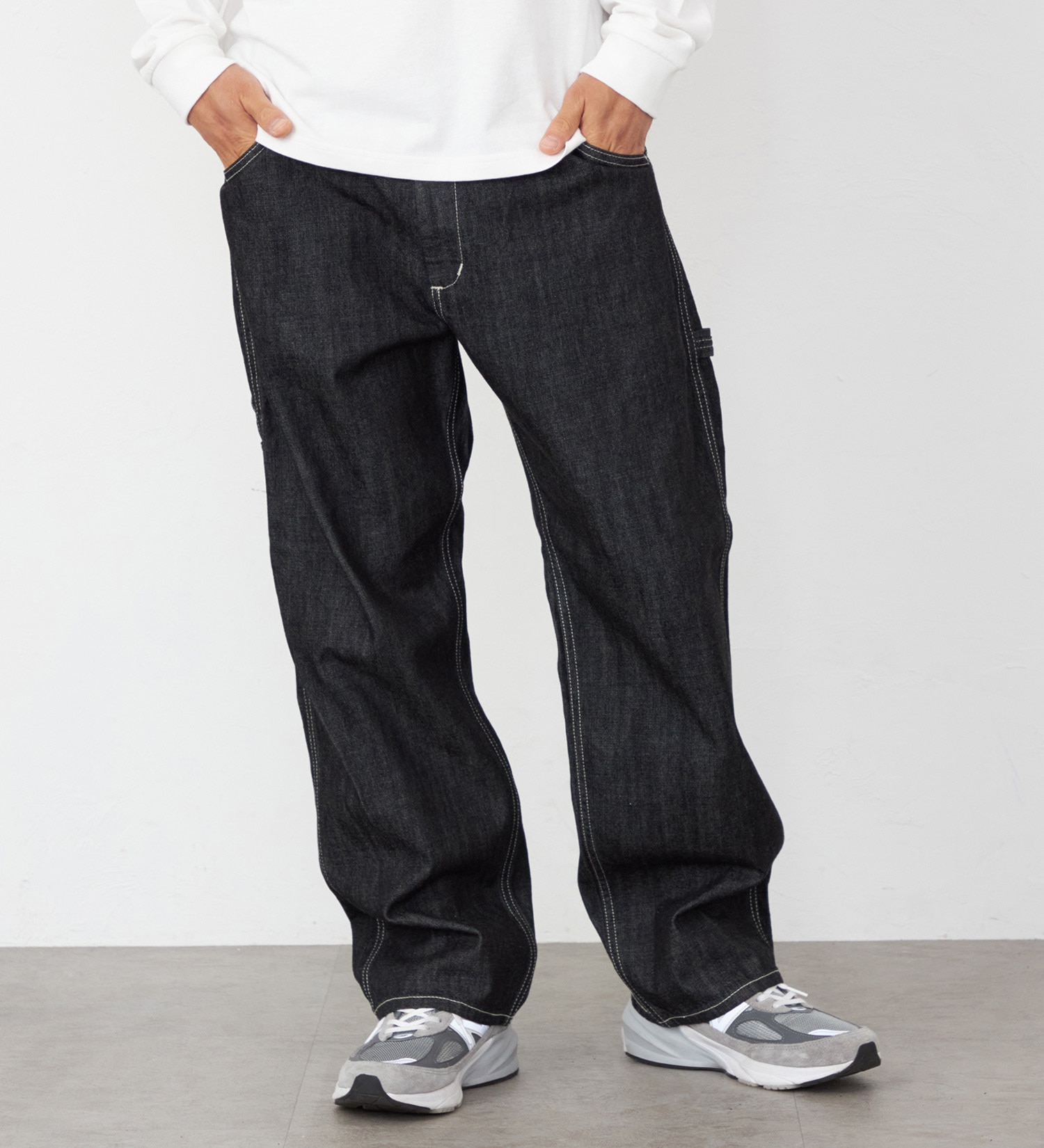 EDWIN(エドウイン)の505 ワイドストレート デニムペインターパンツ ヴィンテージ セルビッジ|パンツ/デニム / ジーンズパンツ/メンズ|ブラックデニム