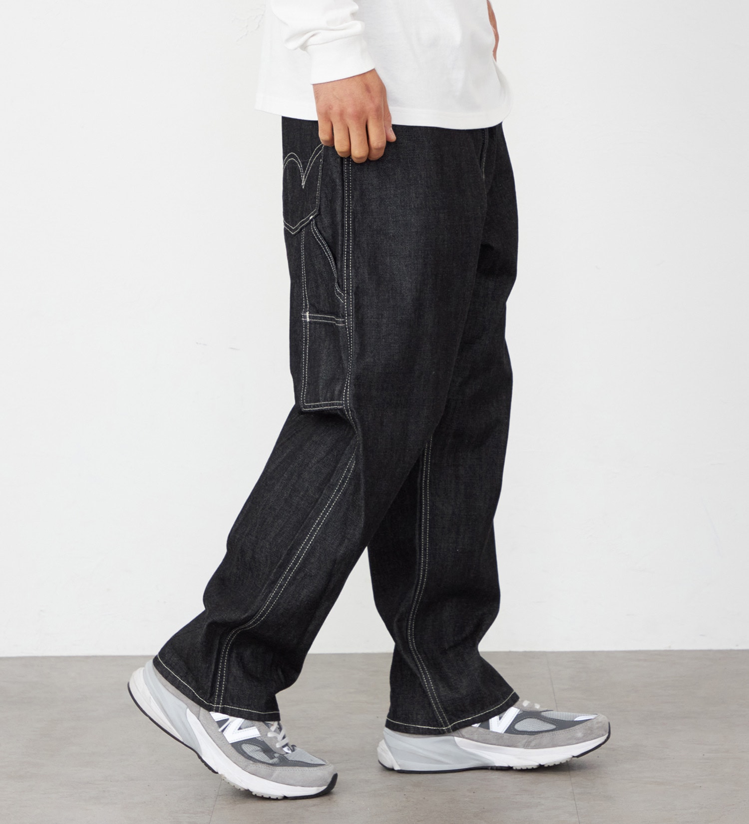 EDWIN(エドウイン)の505 ワイドストレート デニムペインターパンツ ヴィンテージ セルビッジ|パンツ/デニム / ジーンズパンツ/メンズ|ブラックデニム