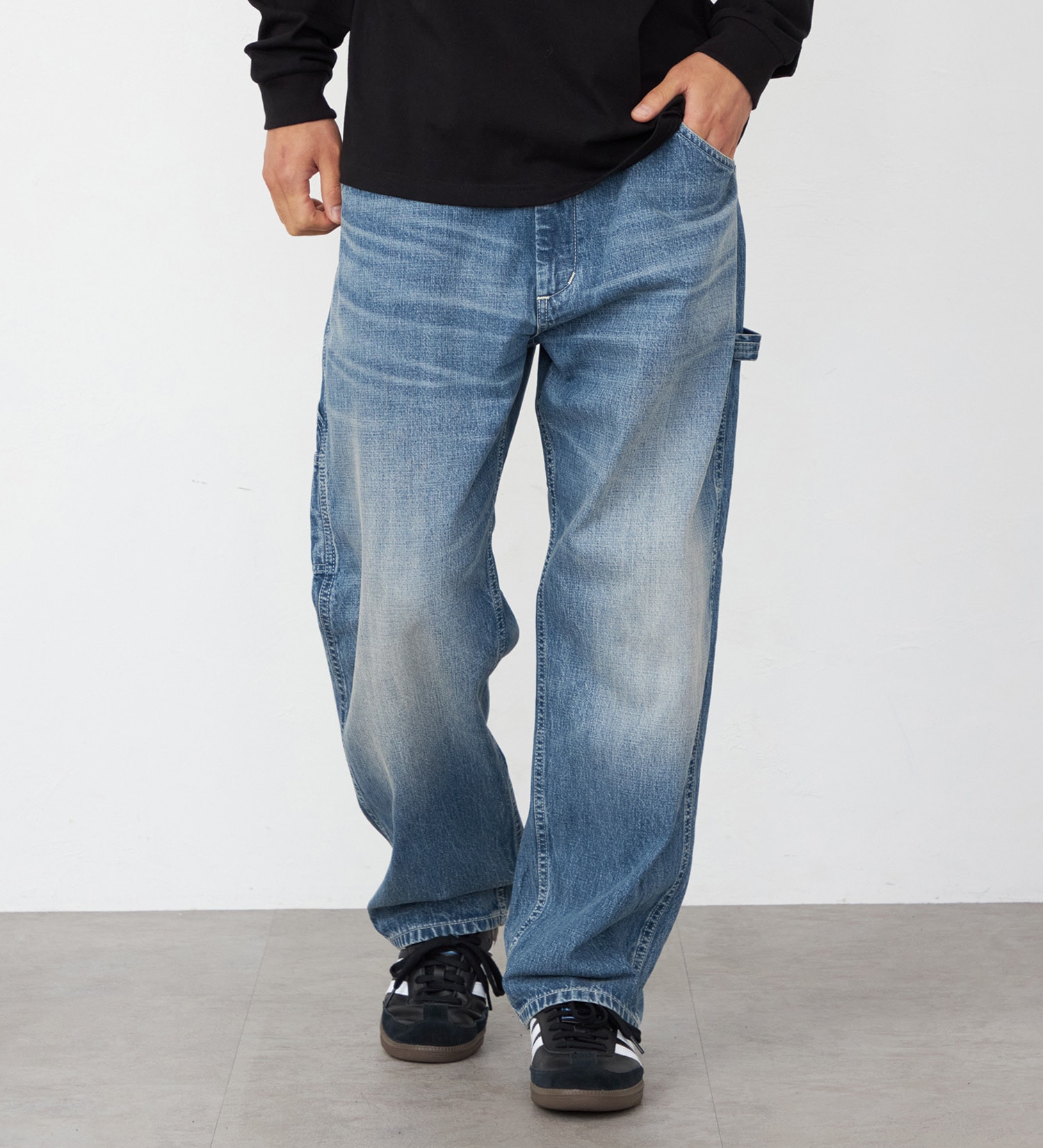 EDWIN(エドウイン)の505 ワイドストレート デニムペインターパンツ ヴィンテージ セルビッジ|パンツ/デニム / ジーンズパンツ/メンズ|中色ブルー