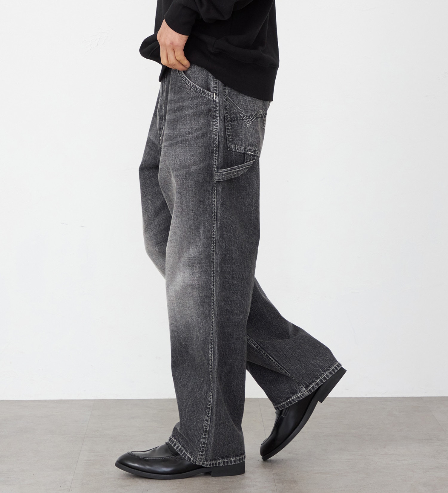 EDWIN(エドウイン)の505 ワイドストレート デニムペインターパンツ ヴィンテージ セルビッジ|パンツ/デニム / ジーンズパンツ/メンズ|ブラックデニム