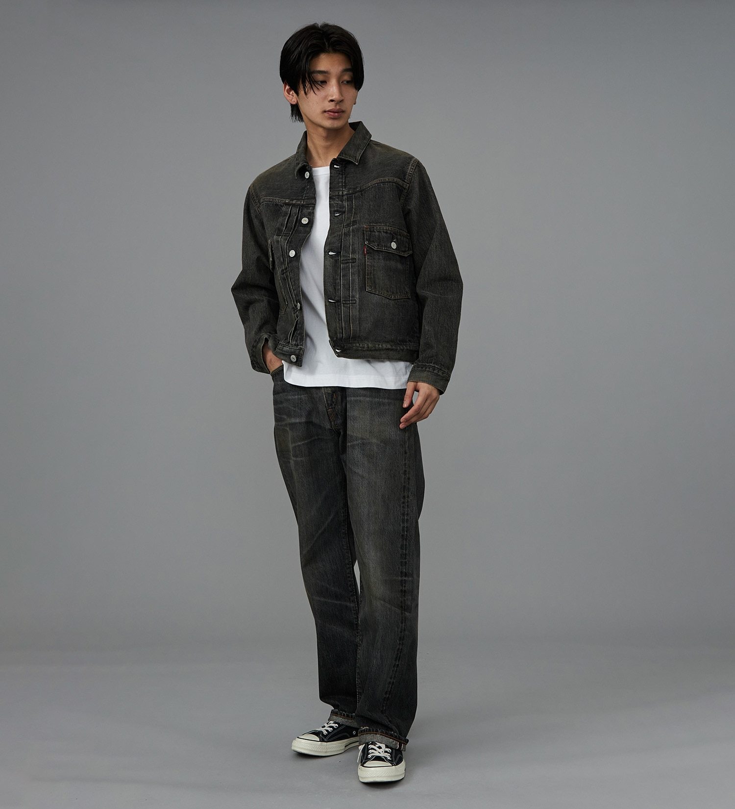 EDWIN(エドウイン)の【予約P】505ZX デニムジャケット Gジャン セットアップ対応 セルビッジ|ジャケット/アウター/デニムジャケット/メンズ|ブラックデニム2