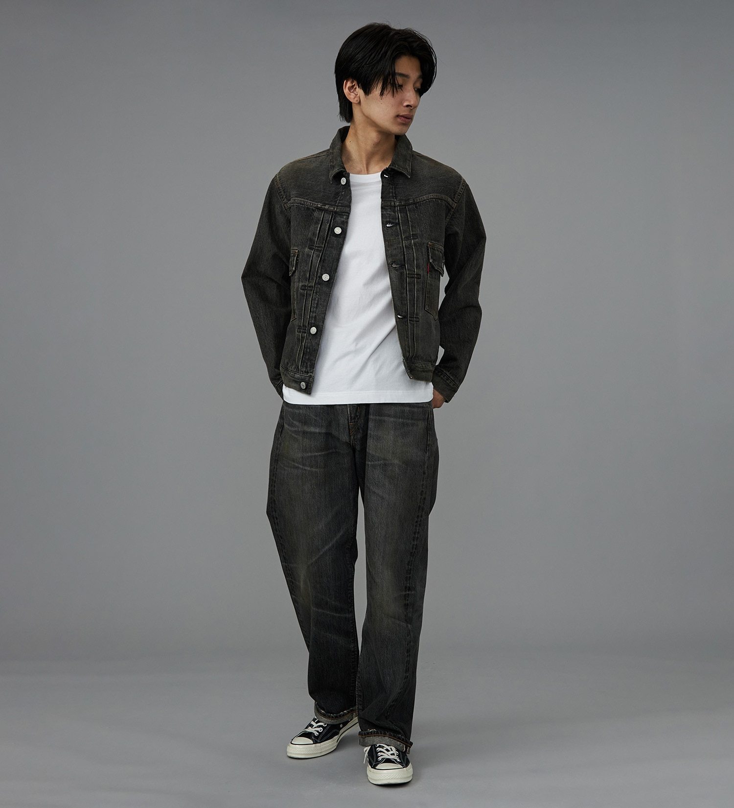 EDWIN(エドウイン)の【予約P】505ZX デニムジャケット Gジャン セットアップ対応 セルビッジ|ジャケット/アウター/デニムジャケット/メンズ|ブラックデニム2