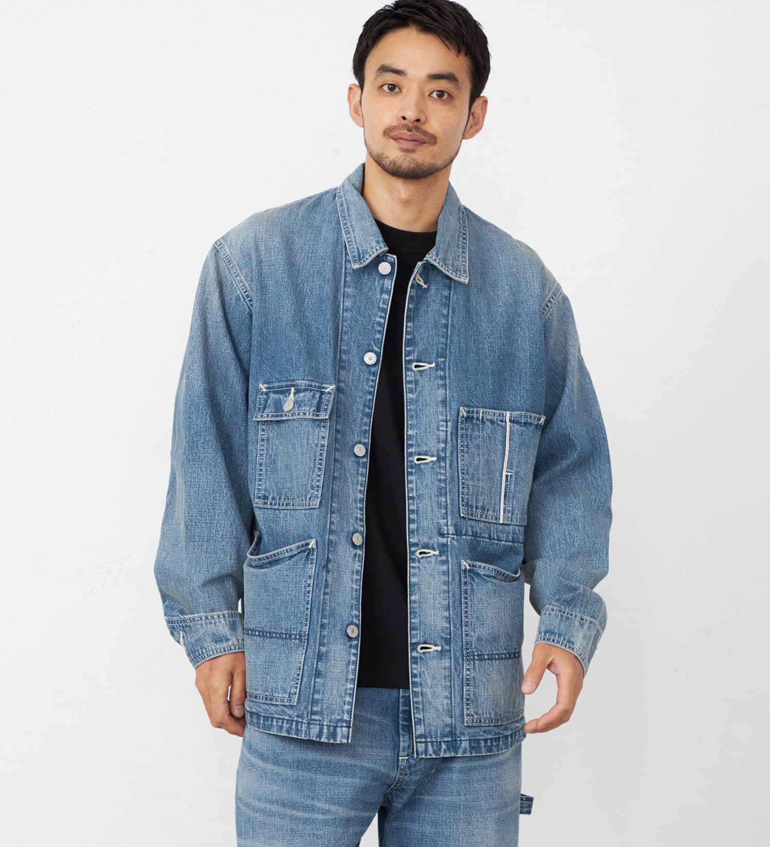 EDWIN(エドウイン)の505 カバーオール デニムジャケット セットアップ セルビッジ|ジャケット/アウター/デニムジャケット/メンズ|中色ブルー