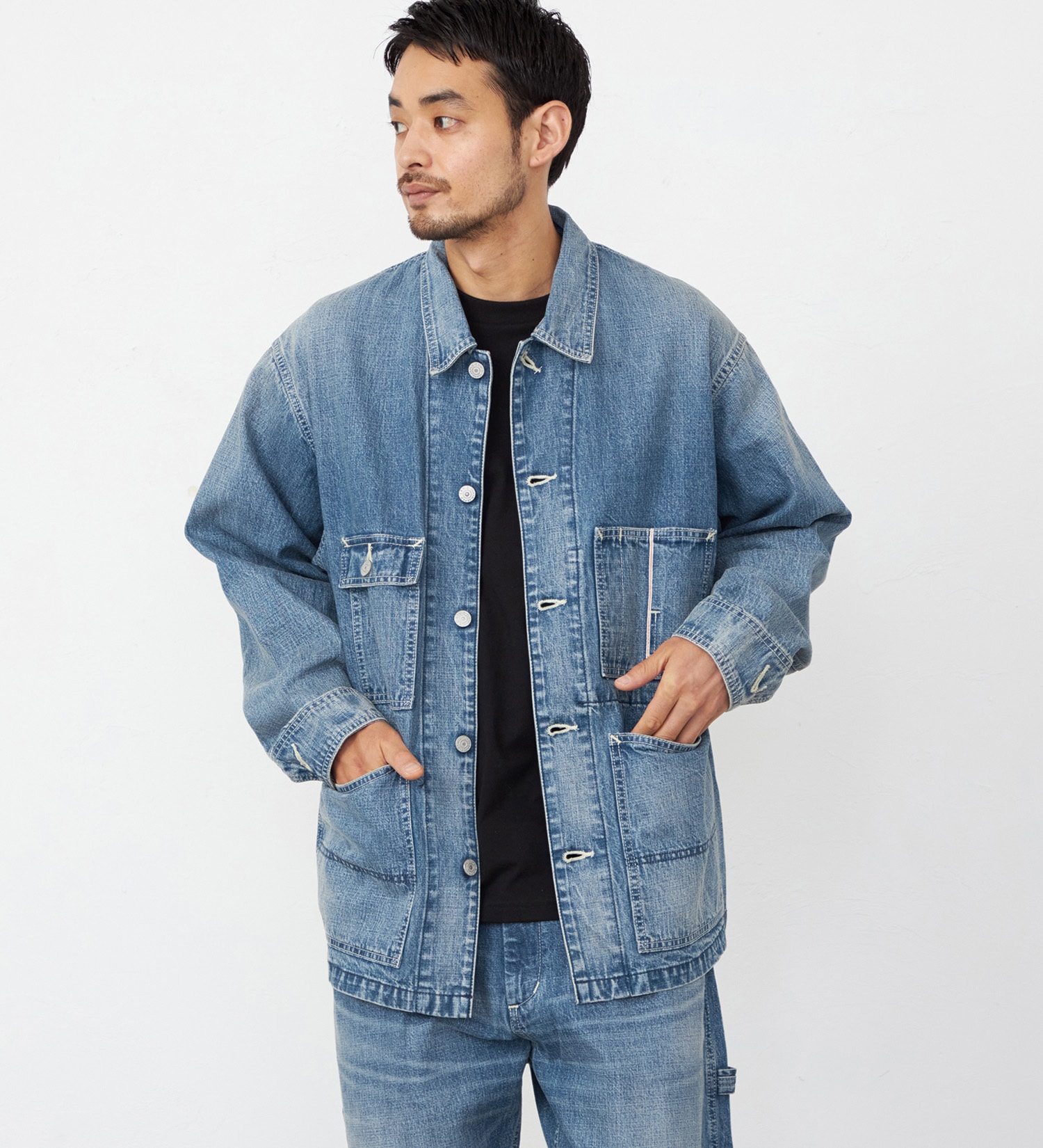 EDWIN(エドウイン)の505 カバーオール デニムジャケット セットアップ セルビッジ|ジャケット/アウター/デニムジャケット/メンズ|中色ブルー