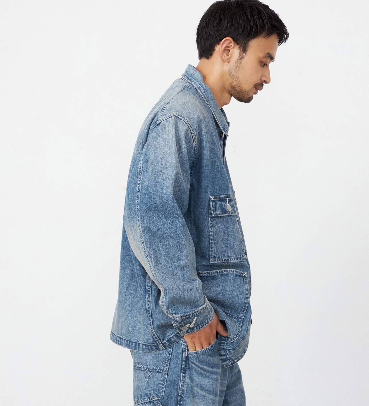 EDWIN(エドウイン)の505 カバーオール デニムジャケット セットアップ セルビッジ|ジャケット/アウター/デニムジャケット/メンズ|中色ブルー