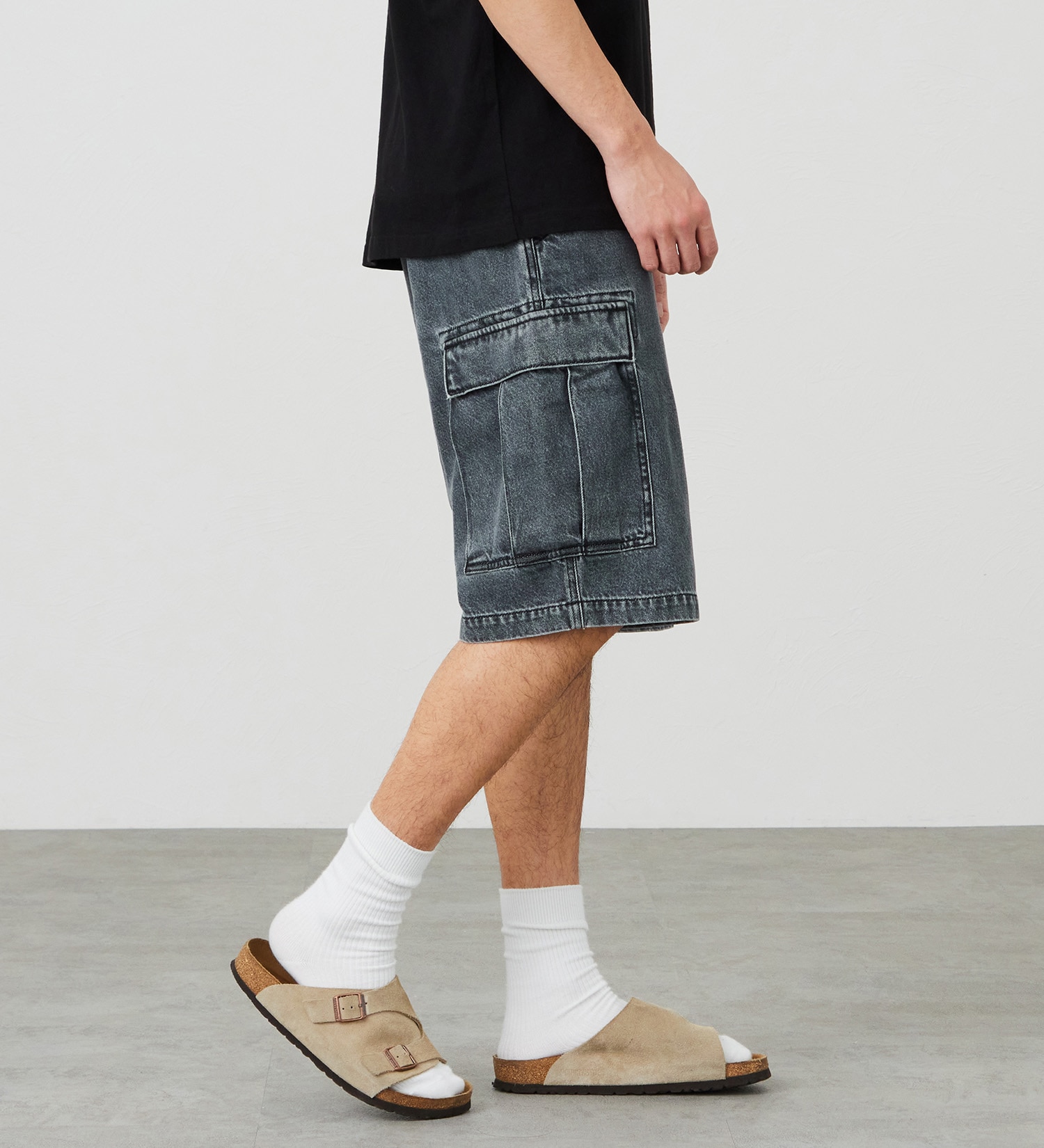 EDWIN(エドウイン)のバギーデニムカーゴショーツ|パンツ/ショート丈/メンズ|ブラックデニム