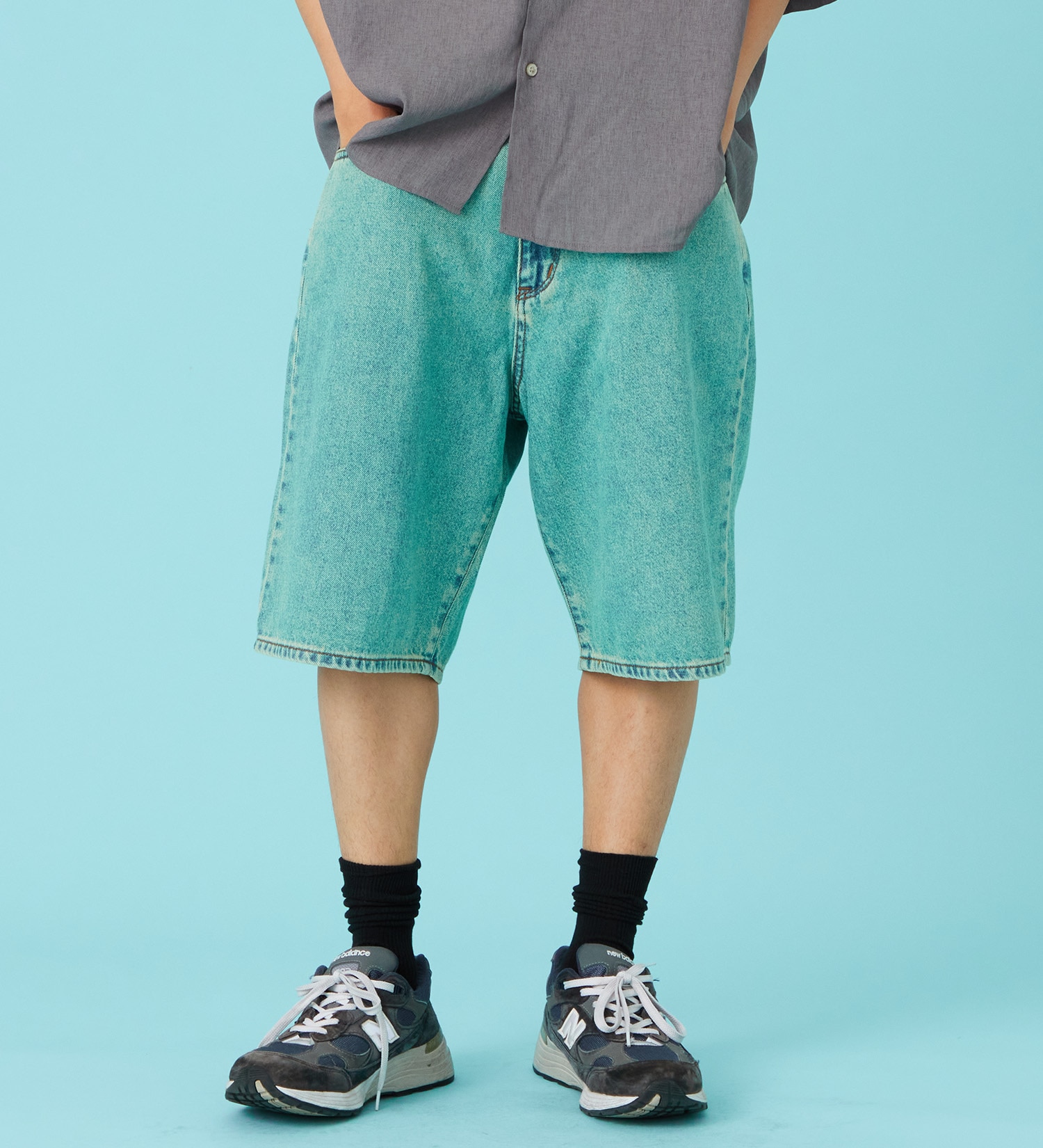 EDWIN(エドウイン)の【試着対象】バギーデニムショーツ|パンツ/パンツ/メンズ|ブルーグリーン