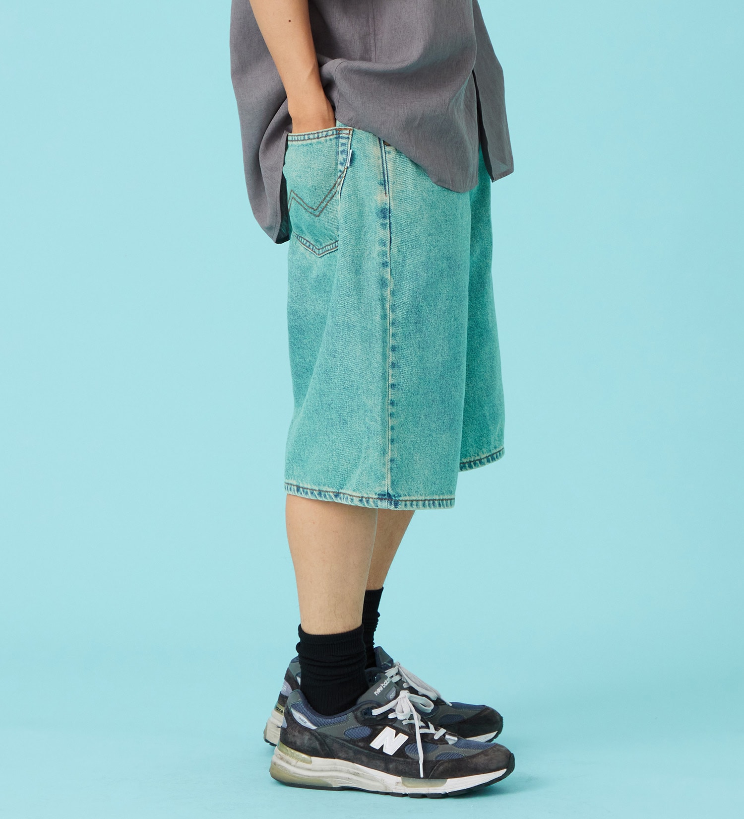 EDWIN(エドウイン)の【試着対象】バギーデニムショーツ|パンツ/パンツ/メンズ|ブルーグリーン