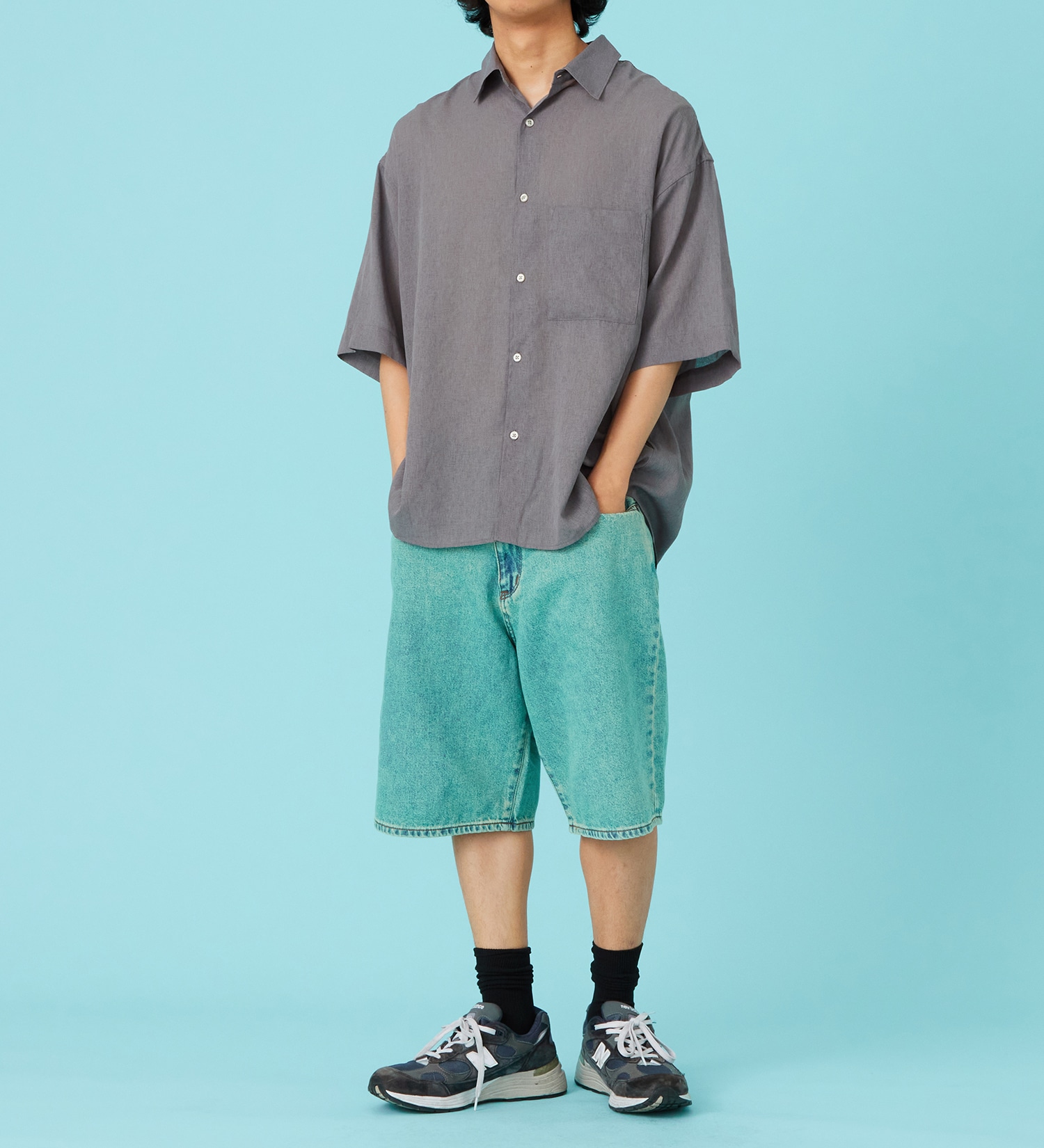 EDWIN(エドウイン)の【試着対象】バギーデニムショーツ|パンツ/パンツ/メンズ|ブルーグリーン