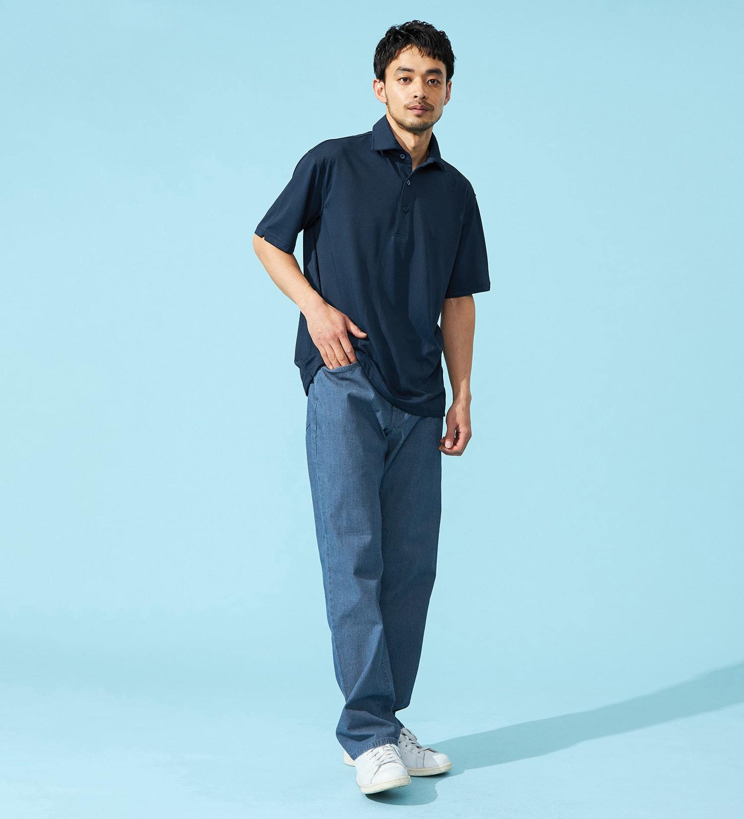 EDWIN(エドウイン)の【夏用】COOL ルーズストレート ジーンズ デニムパンツ ドライタッチ 速乾【涼】|パンツ/デニム / ジーンズパンツ/メンズ|中色ブルー