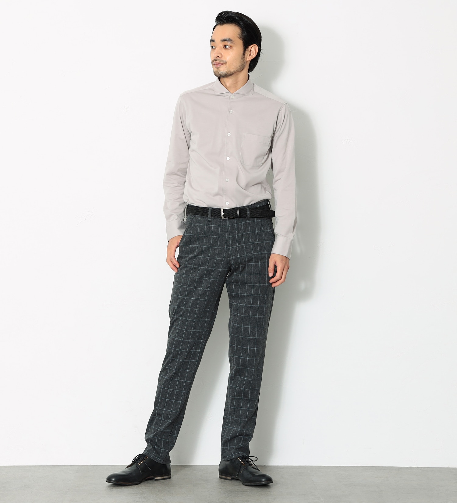 EDWIN(エドウイン)の【売り尽くしSALE】デニスラ スリムテーパード パンツ(柄)|パンツ/スラックス/メンズ|グレーxサックスブルー