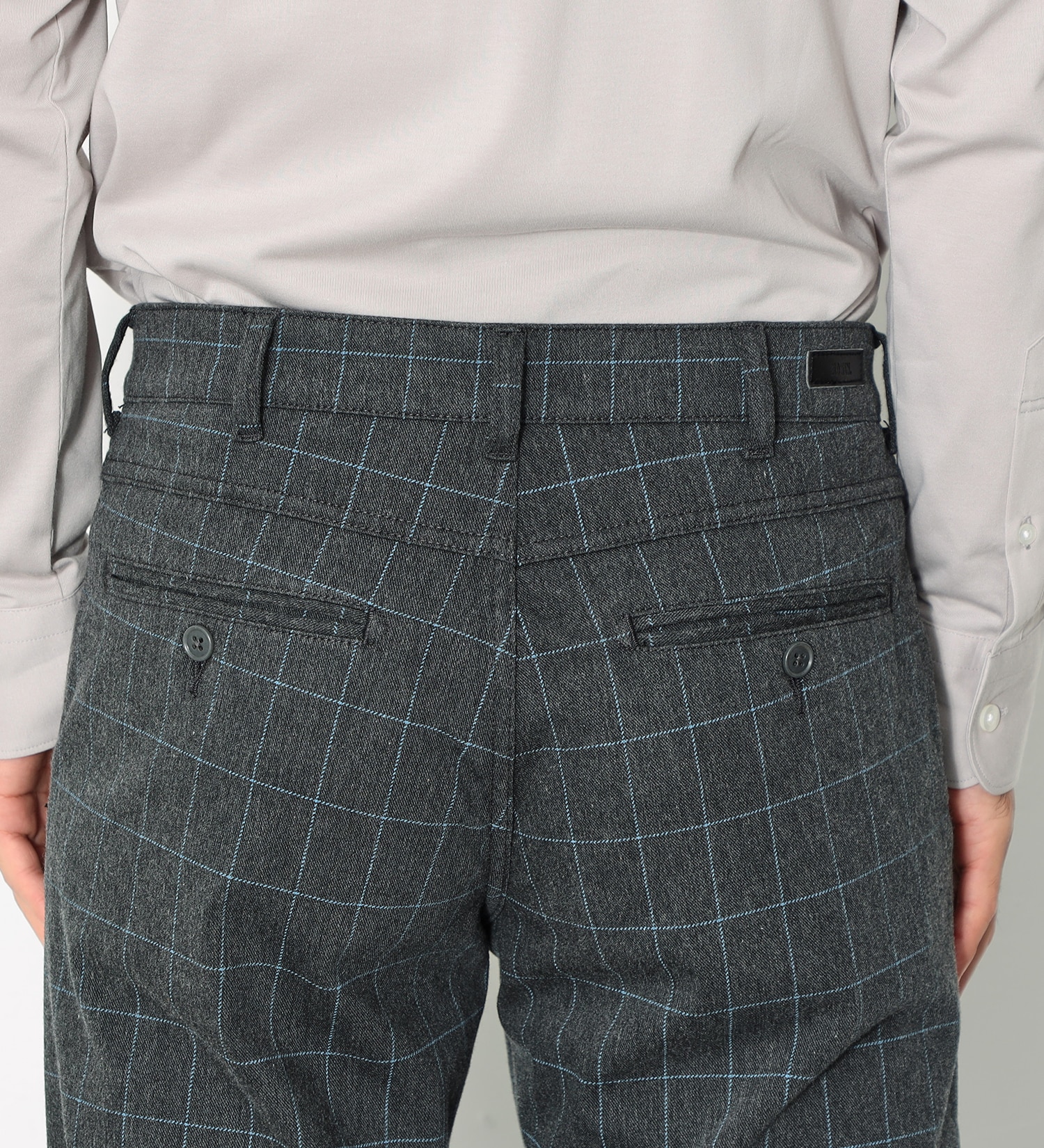 EDWIN(エドウイン)の【売り尽くしSALE】デニスラ スリムテーパード パンツ(柄)|パンツ/スラックス/メンズ|グレーxサックスブルー