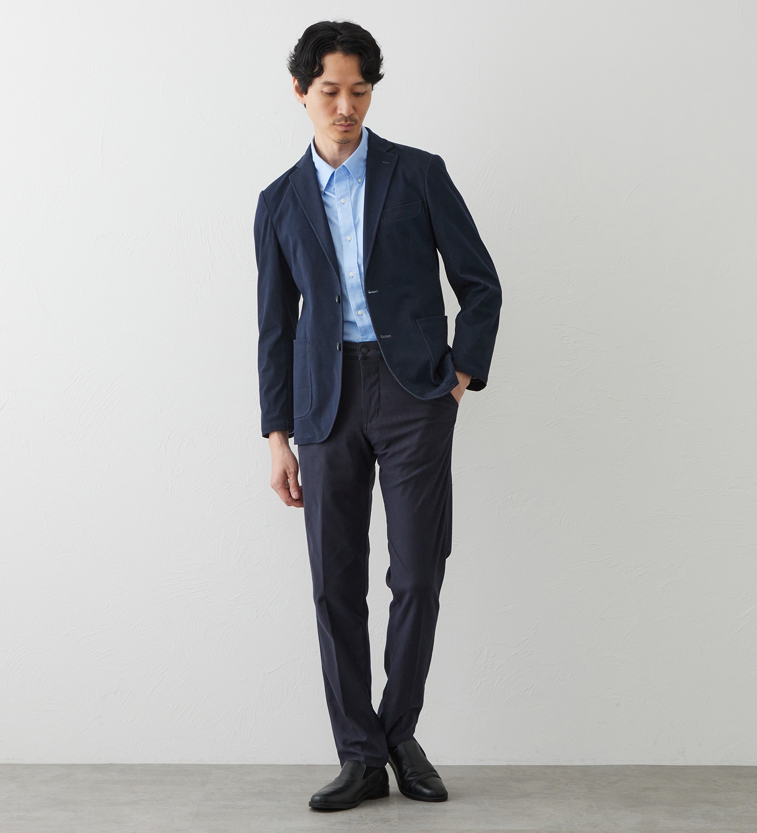 EDWIN(エドウイン)のデニスラ スリムテーパードパンツ スラックス【ヴィンテージテイスト/ストレッチ/ビジネス】|パンツ/スラックス/メンズ|インディゴブルー