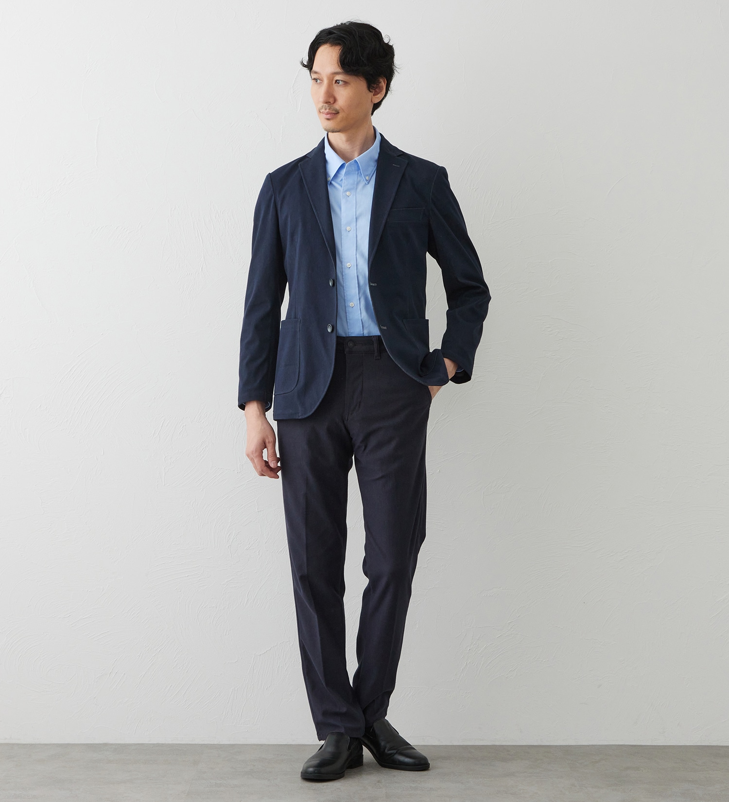 EDWIN(エドウイン)のデニスラ スリムテーパードパンツ スラックス【ヴィンテージテイスト/ストレッチ/ビジネス】|パンツ/スラックス/メンズ|インディゴブルー