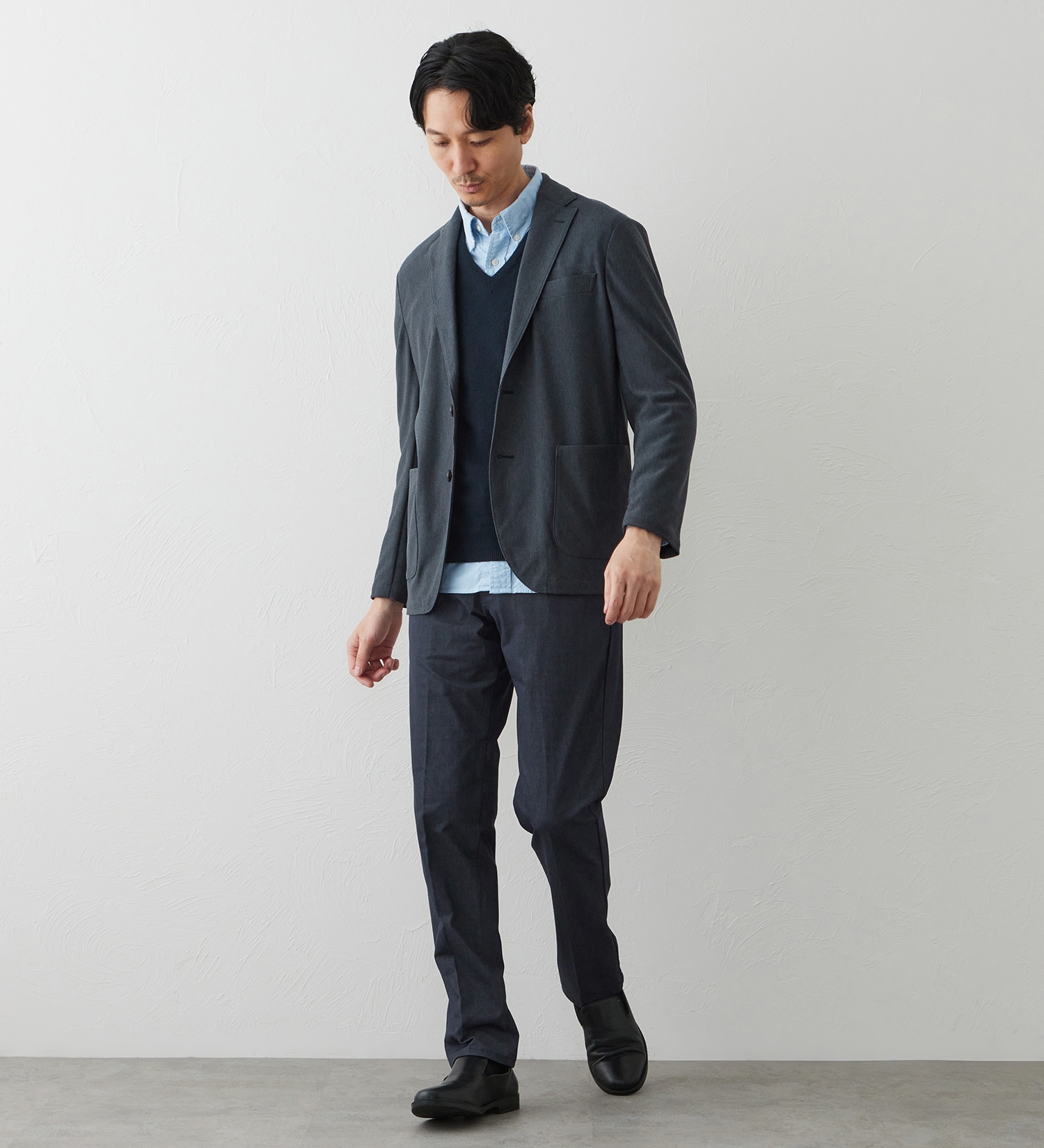 EDWIN(エドウイン)のデニスラ スリムテーパードパンツ スラックス【シャンブレーライクストレッチ/ビジネス】|パンツ/スラックス/メンズ|ネイビー